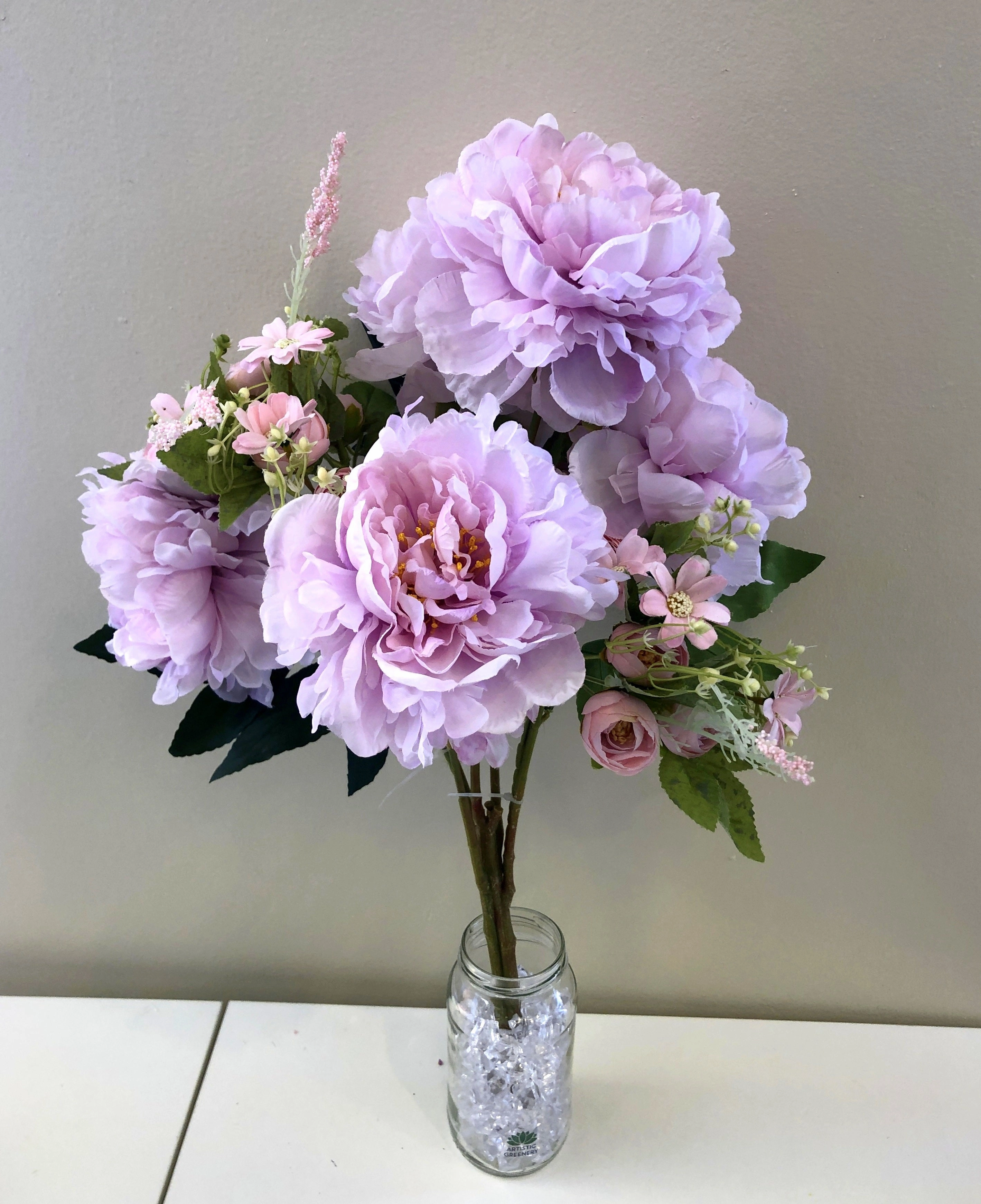 SP0287 Peony & Ranunculus Bouquet 53cm Lilac / Pink