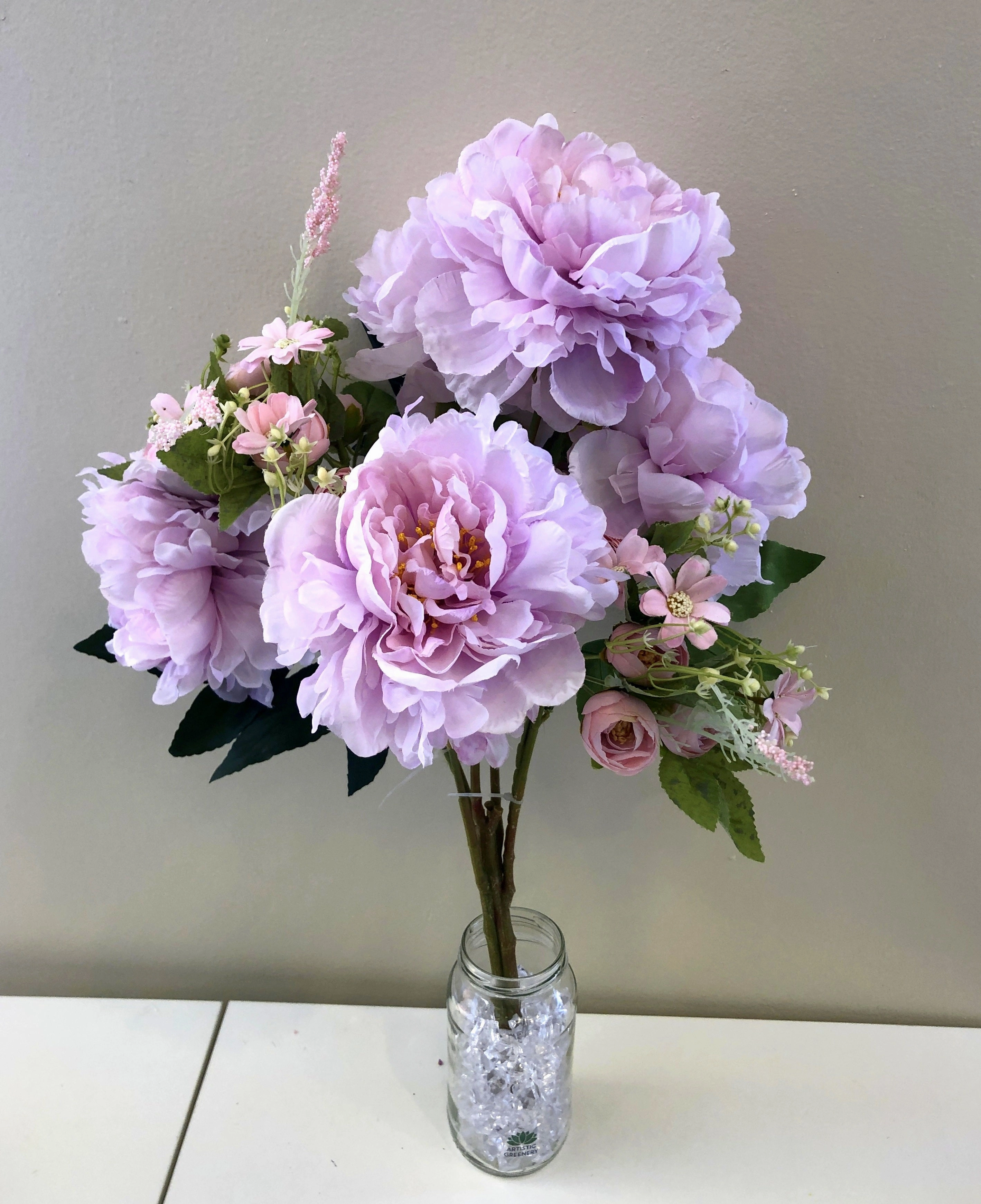 SP0287 Peony & Ranunculus Bouquet 53cm Lilac / Pink