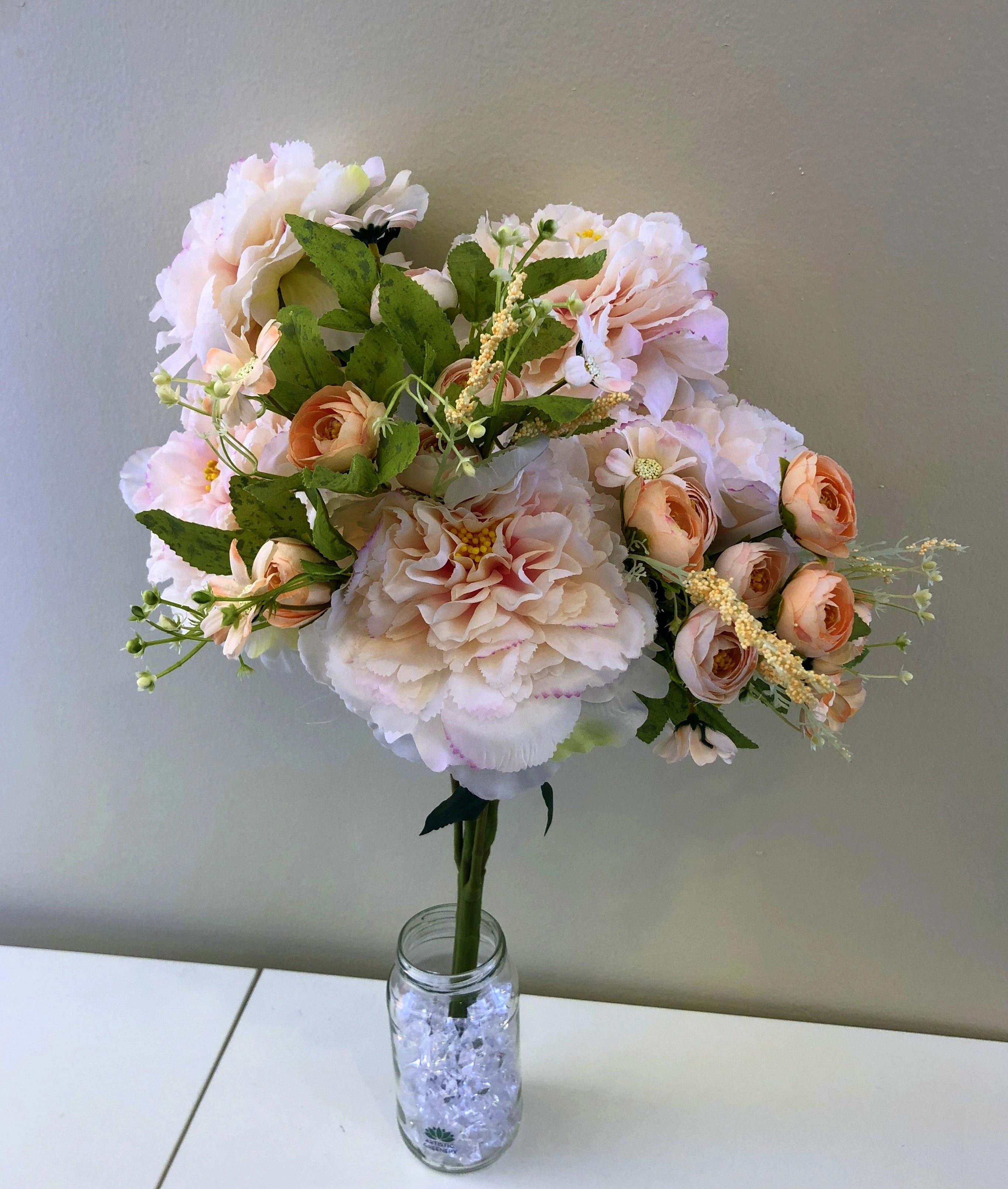 SP0287 Peony & Ranunculus Bouquet 53cm Lilac / Pink