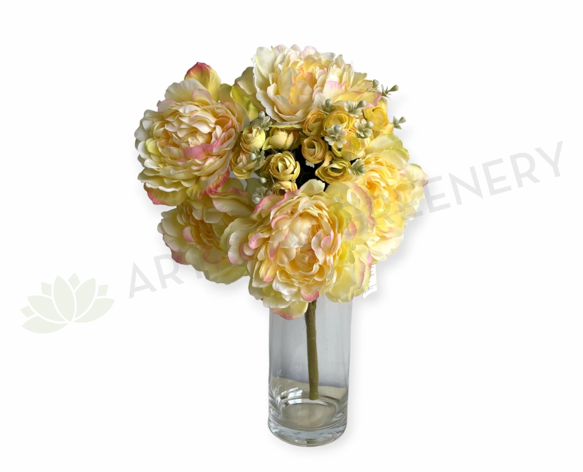 SP0287LYEL Peony & Ranunculus Bouquet 53cm Light Yellow indoor houseplants  