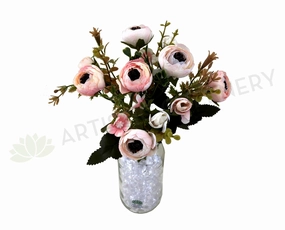 SP0289 Small Pink Ranunculus Bunch with Black Centre 30cm indoor houseplants  