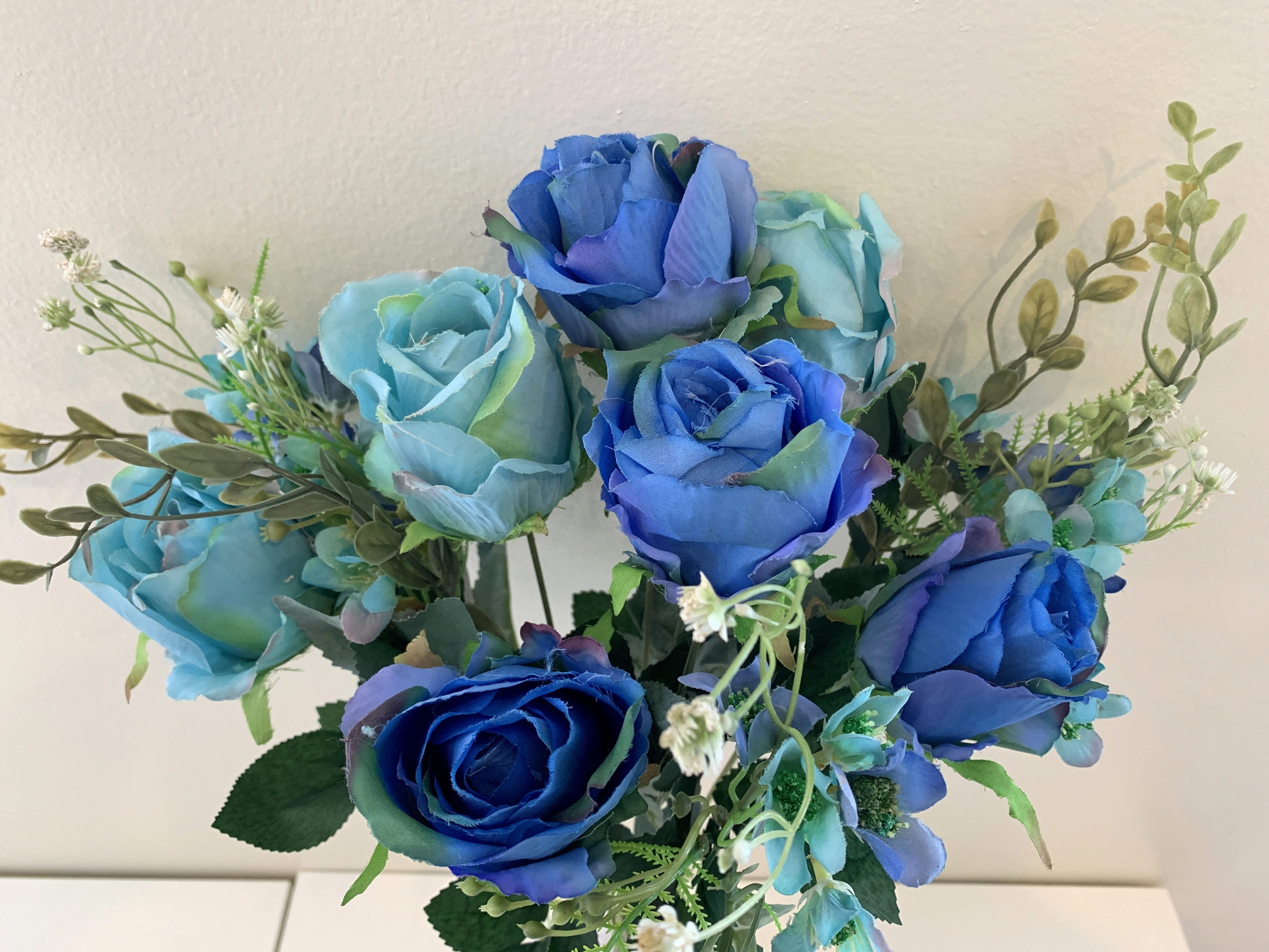 SP0300 Blue & Teal Rose Bunch 50cm