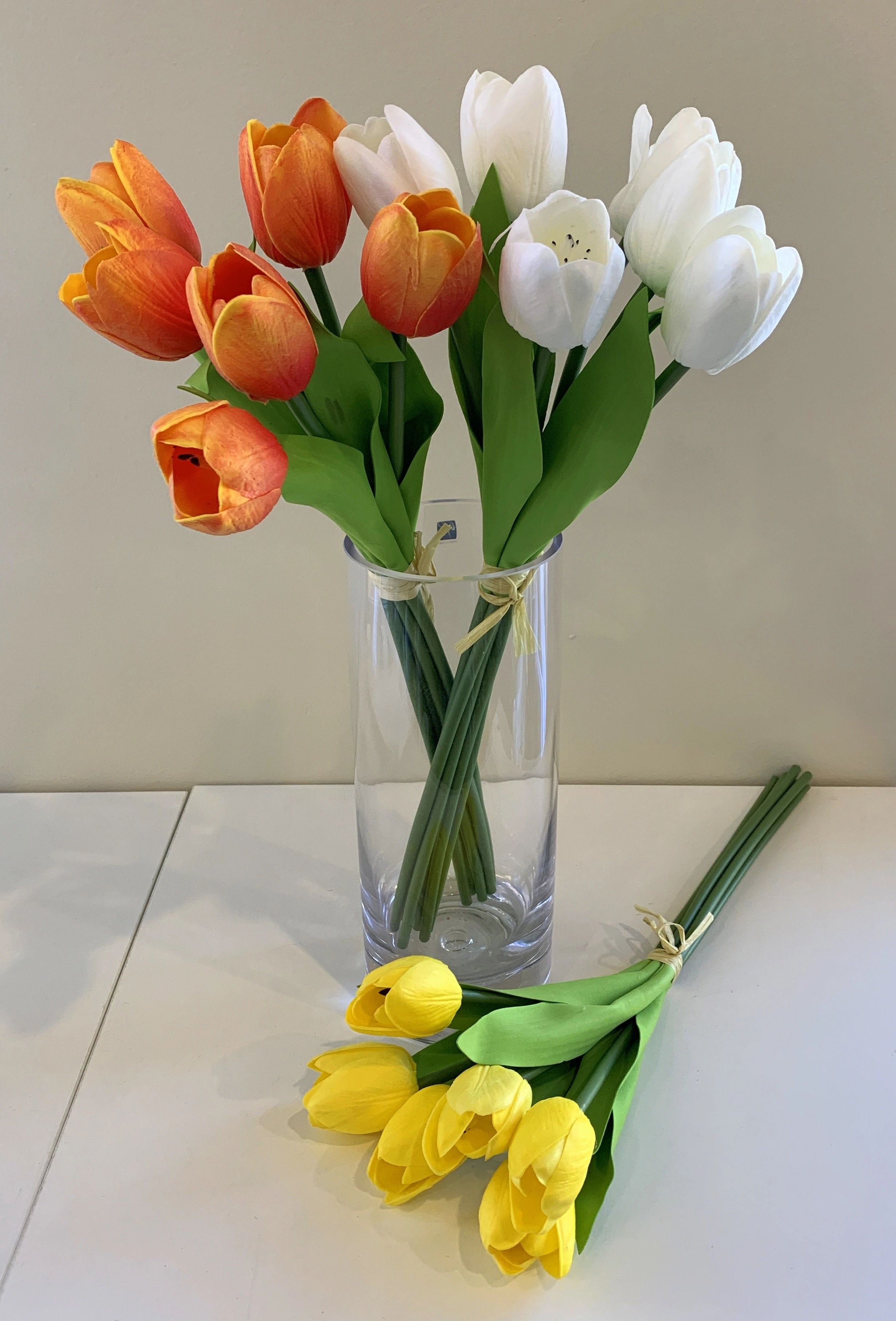 SP0302 PU Tulip Bouquet 49cm Orange / White / Yellow / Pink