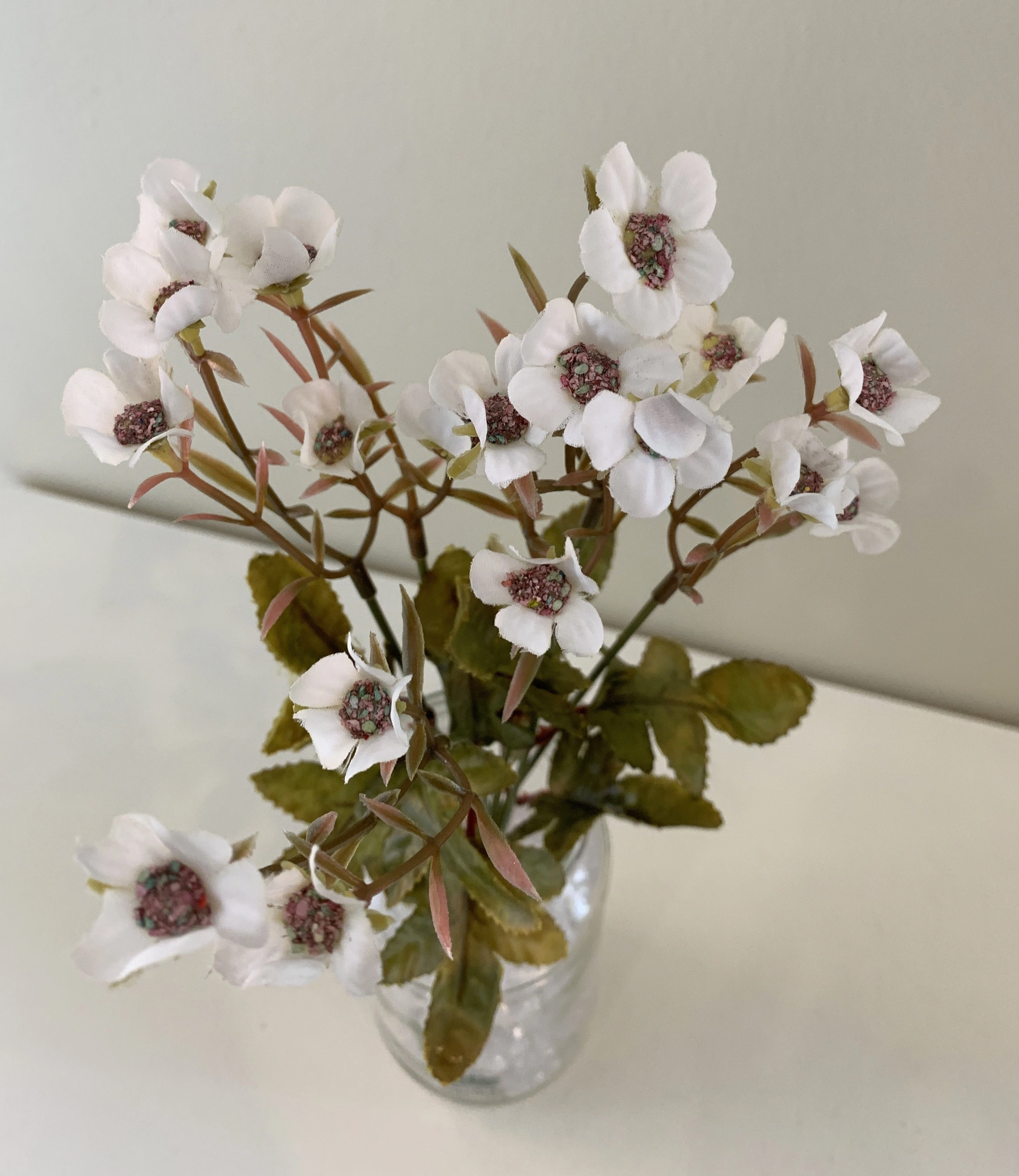 SP0306 Small Wax Flower Bunch 32cm 4 Colours