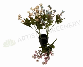 SP0306 Small Wax Flower Bunch 32cm 4 Colours indoor houseplants  