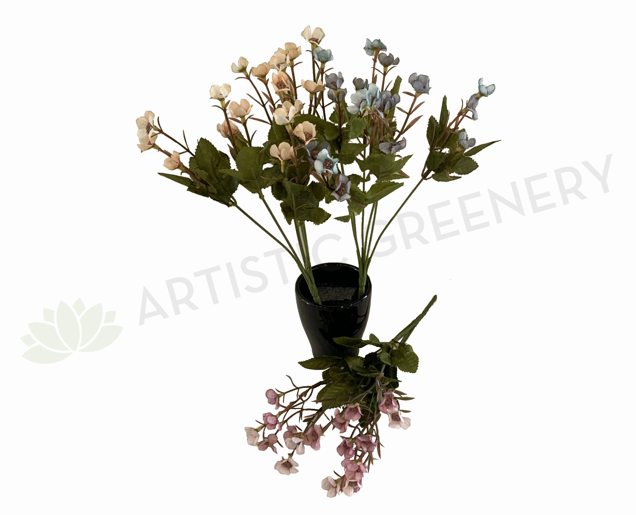 SP0306 Small Wax Flower Bunch 32cm 4 Colours indoor houseplants  