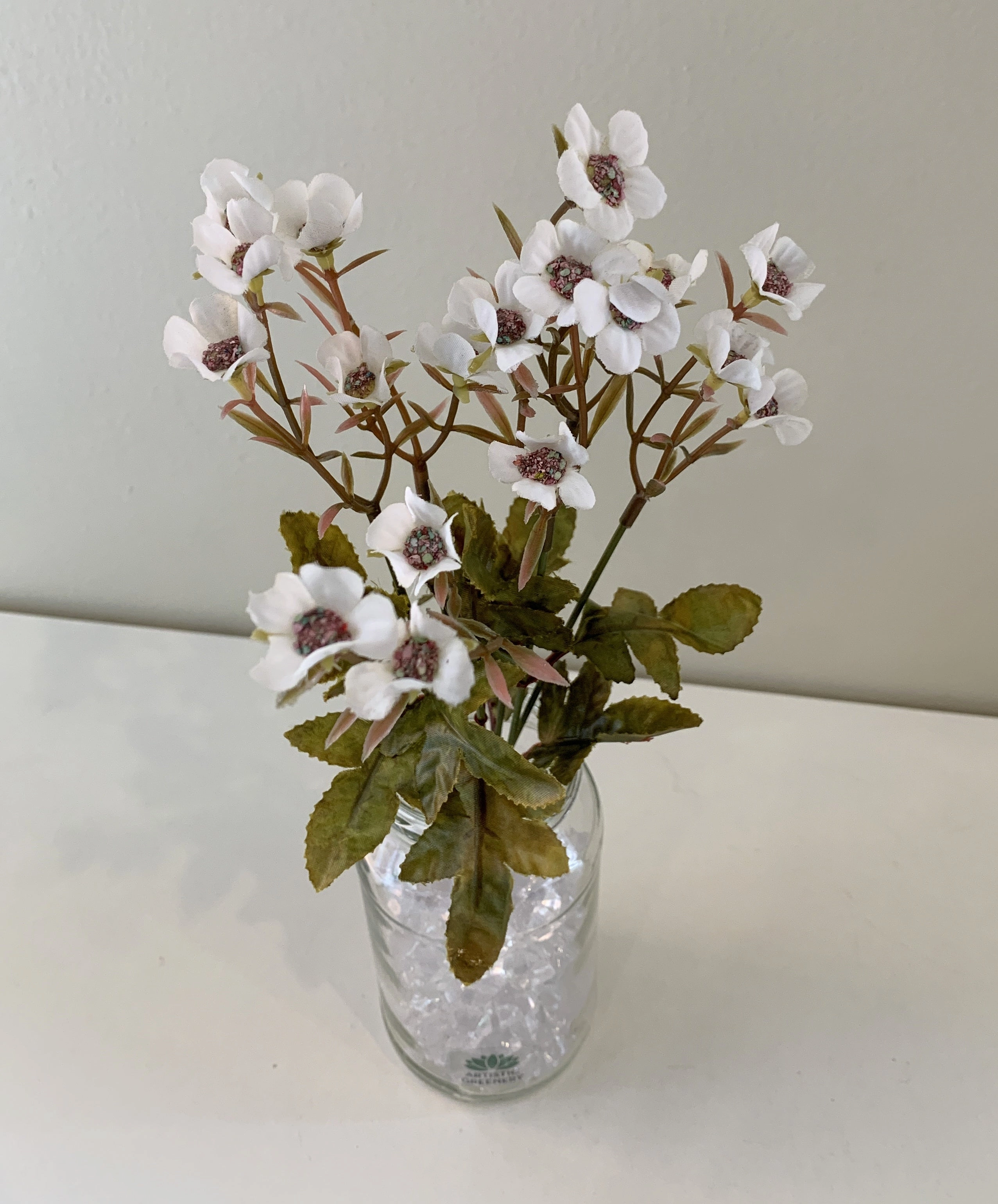SP0306 Small Wax Flower Bunch 32cm 4 Colours