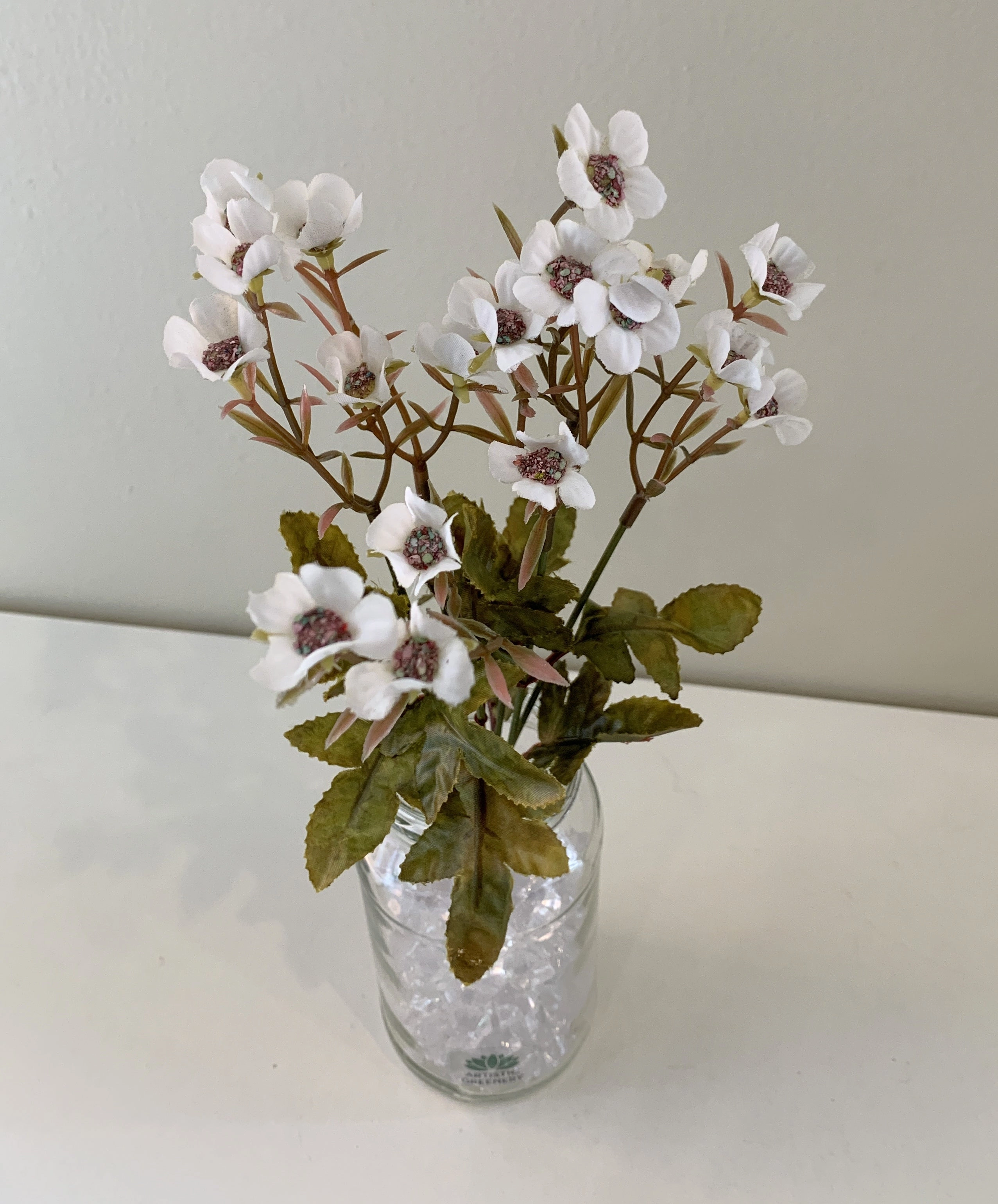 SP0306 Small Wax Flower Bunch 32cm 4 Colours
