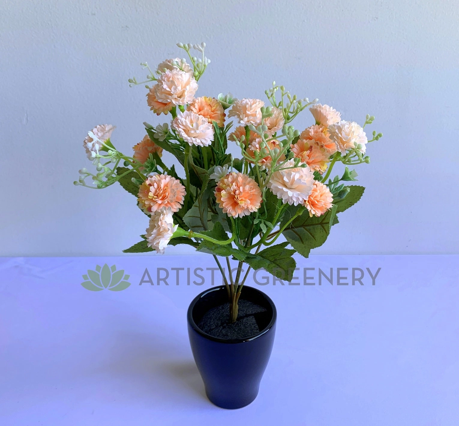 SP0307 Small Corn Flower / Carnation Bunch 28cm Lilac / White / Salmon