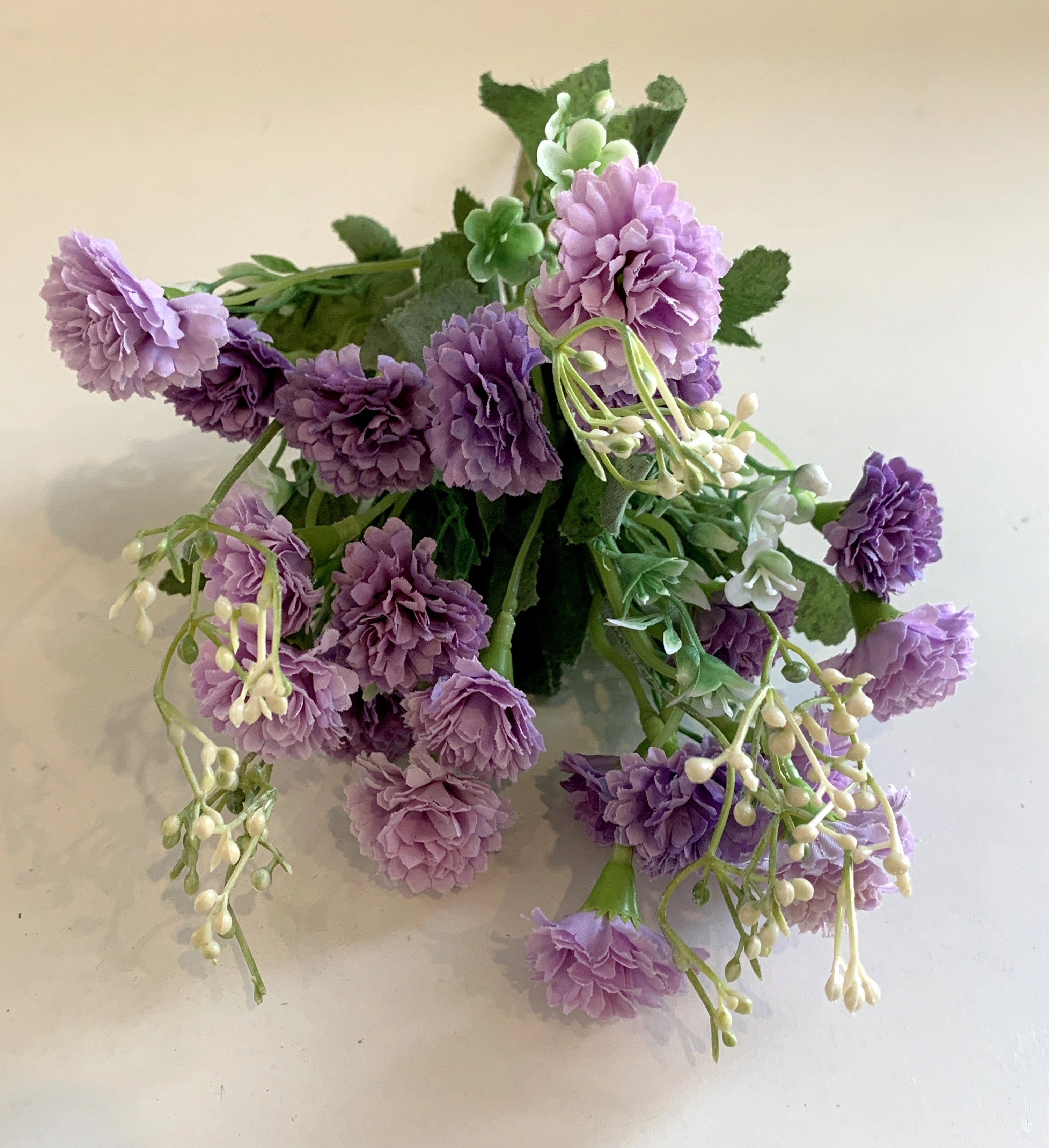 SP0307 Small Corn Flower / Carnation Bunch 28cm Lilac / White / Salmon