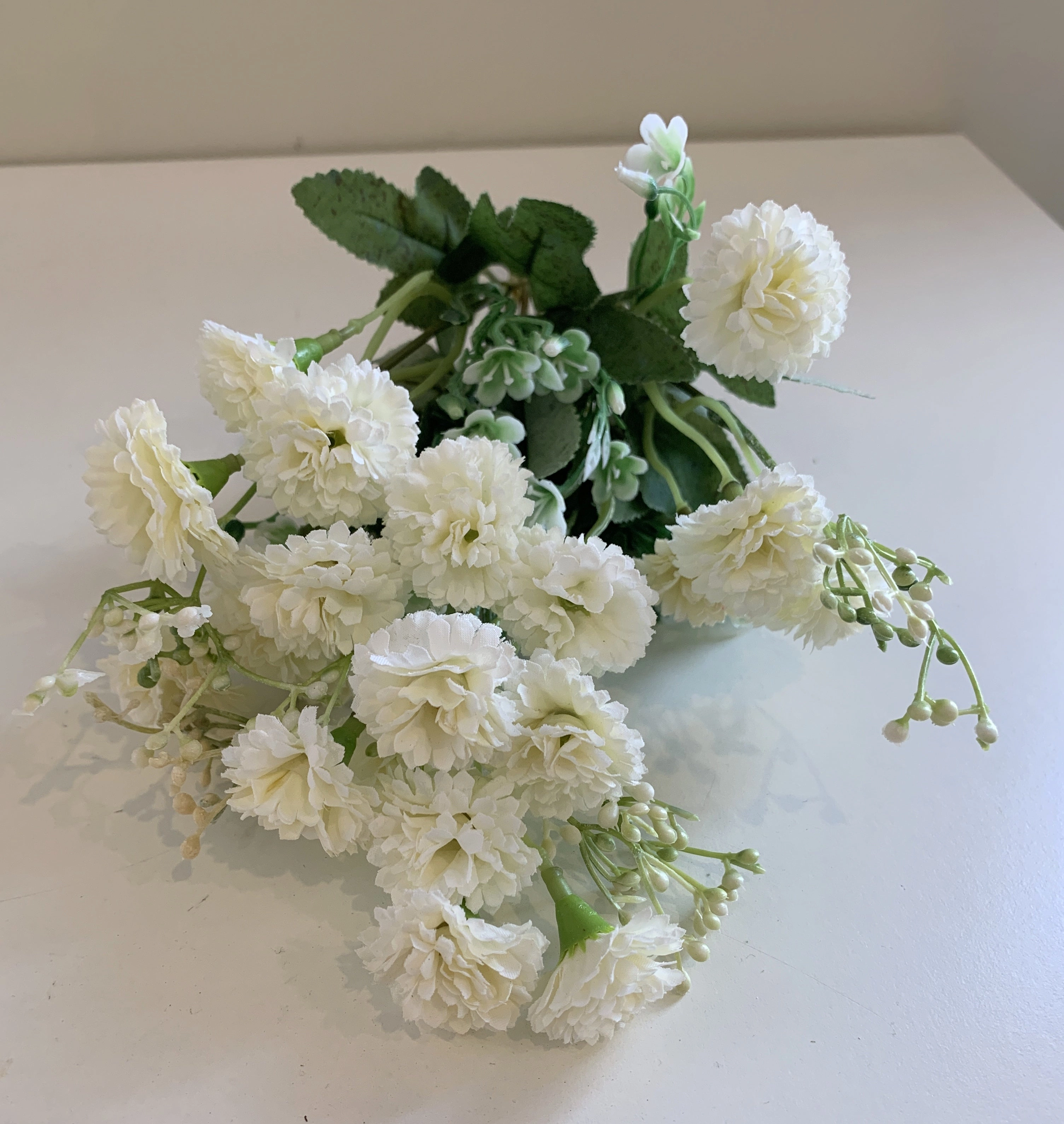 SP0307 Small Corn Flower / Carnation Bunch 28cm Lilac / White / Salmon