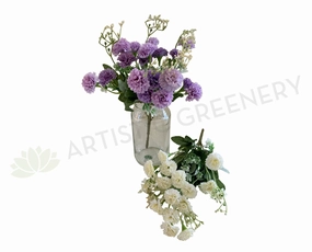 SP0307 Small Corn Flower / Carnation Bunch 28cm Lilac / White / Salmon indoor houseplants  