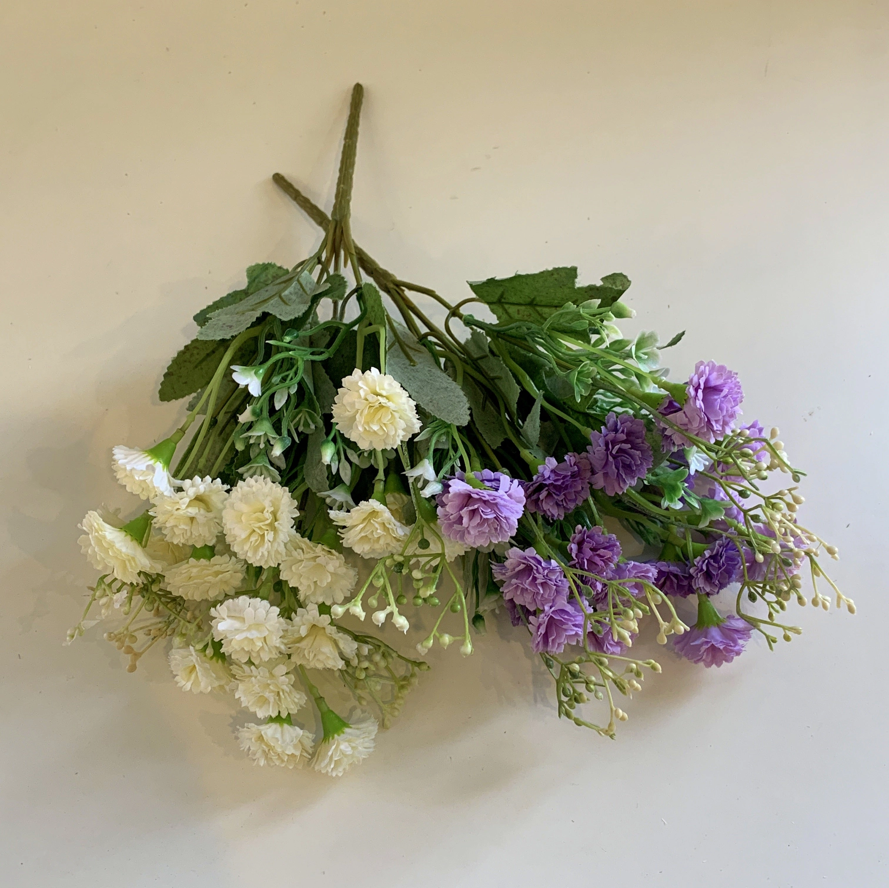 SP0307 Small Corn Flower / Carnation Bunch 28cm Lilac / White / Salmon