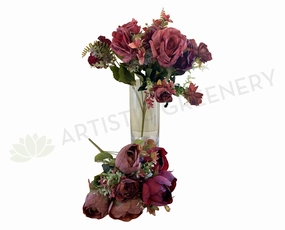 SP0315 Ranunculus / Rose Bunch 52cm Burgundy indoor houseplants  