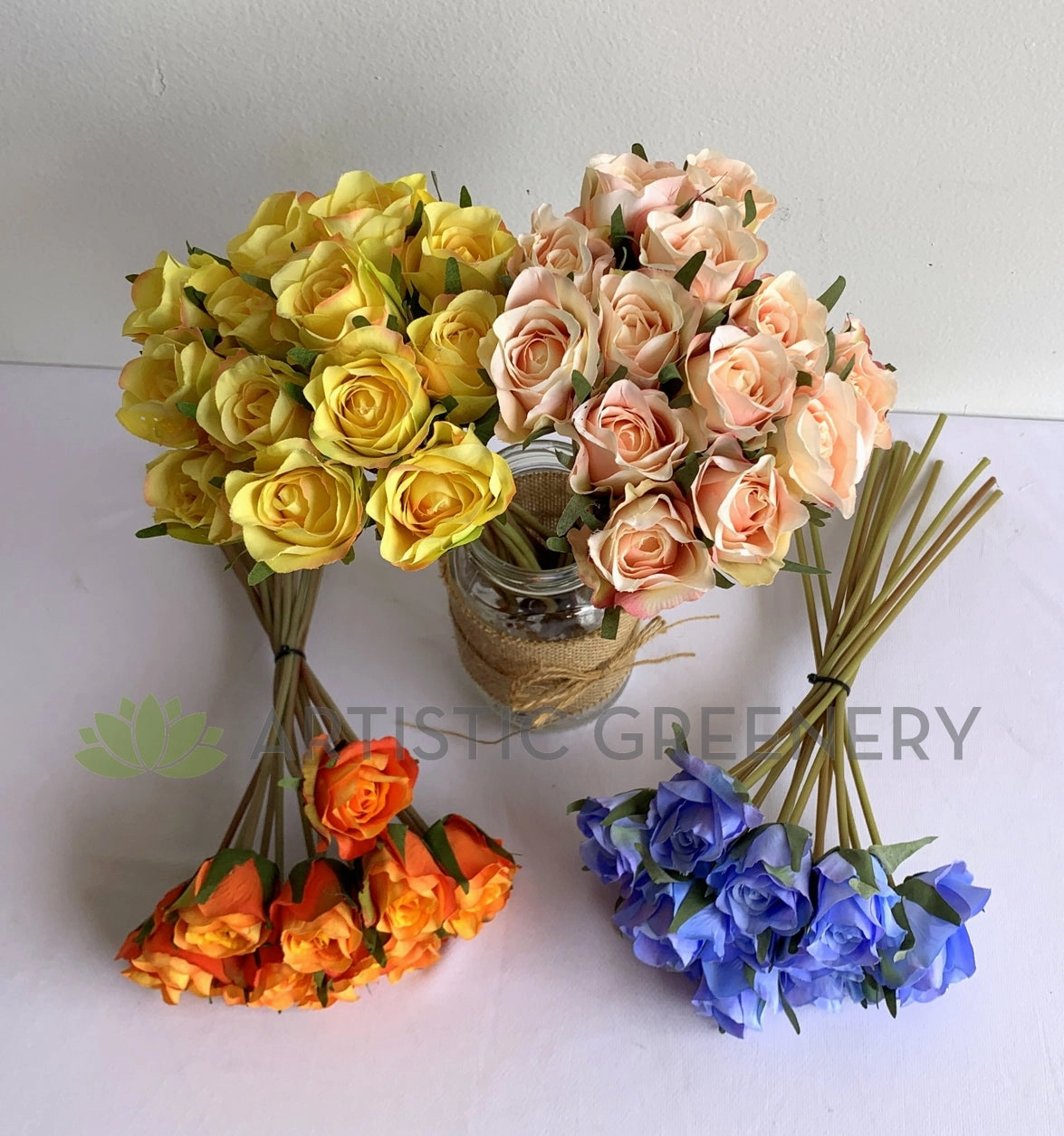 SP0319-2 Deluxe Rose Bunch (Spring Colours) 28cm 4 Colours
