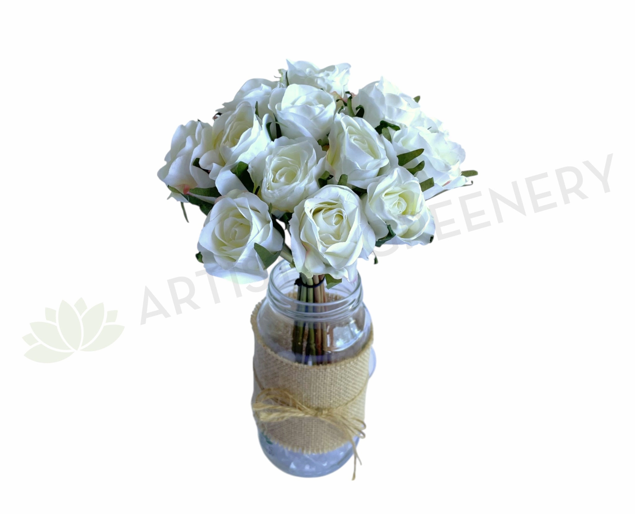 SP0319WHI Deluxe Rose Bunch 28cm White indoor houseplants  