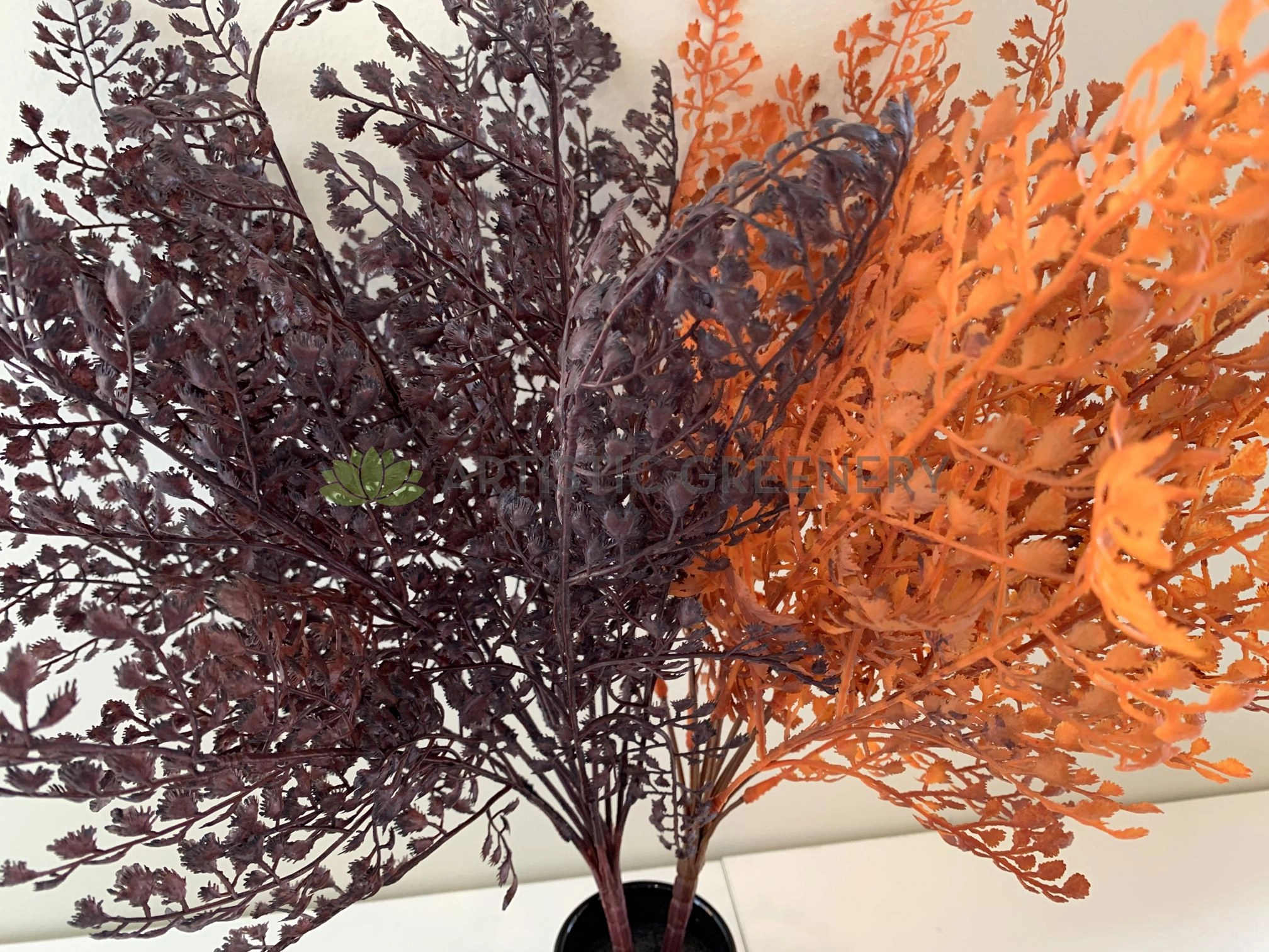 SP0325 Maidenhair Fern Leave Bunch 50cm Brown / Red /  Orange