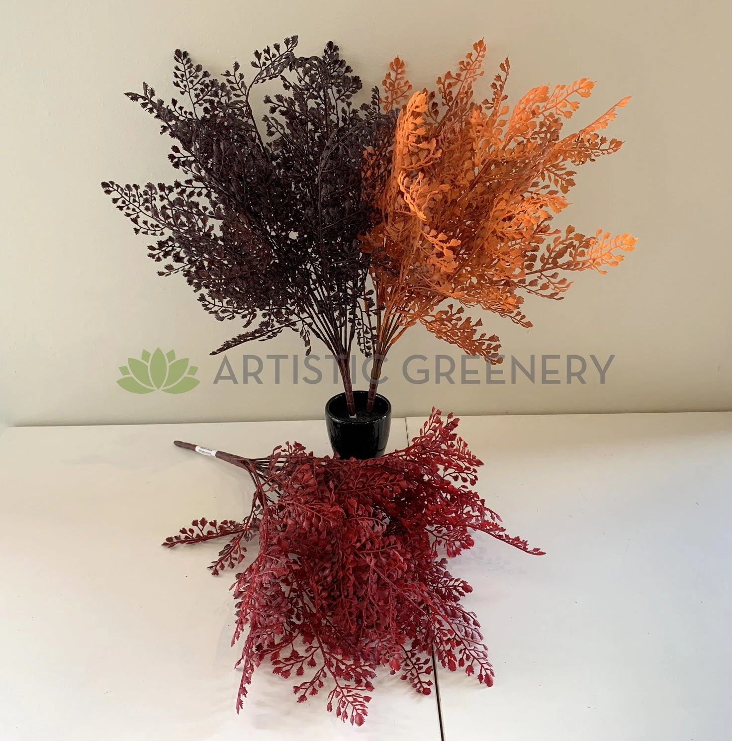 SP0325 Maidenhair Fern Leave Bunch 50cm Brown / Red /  Orange