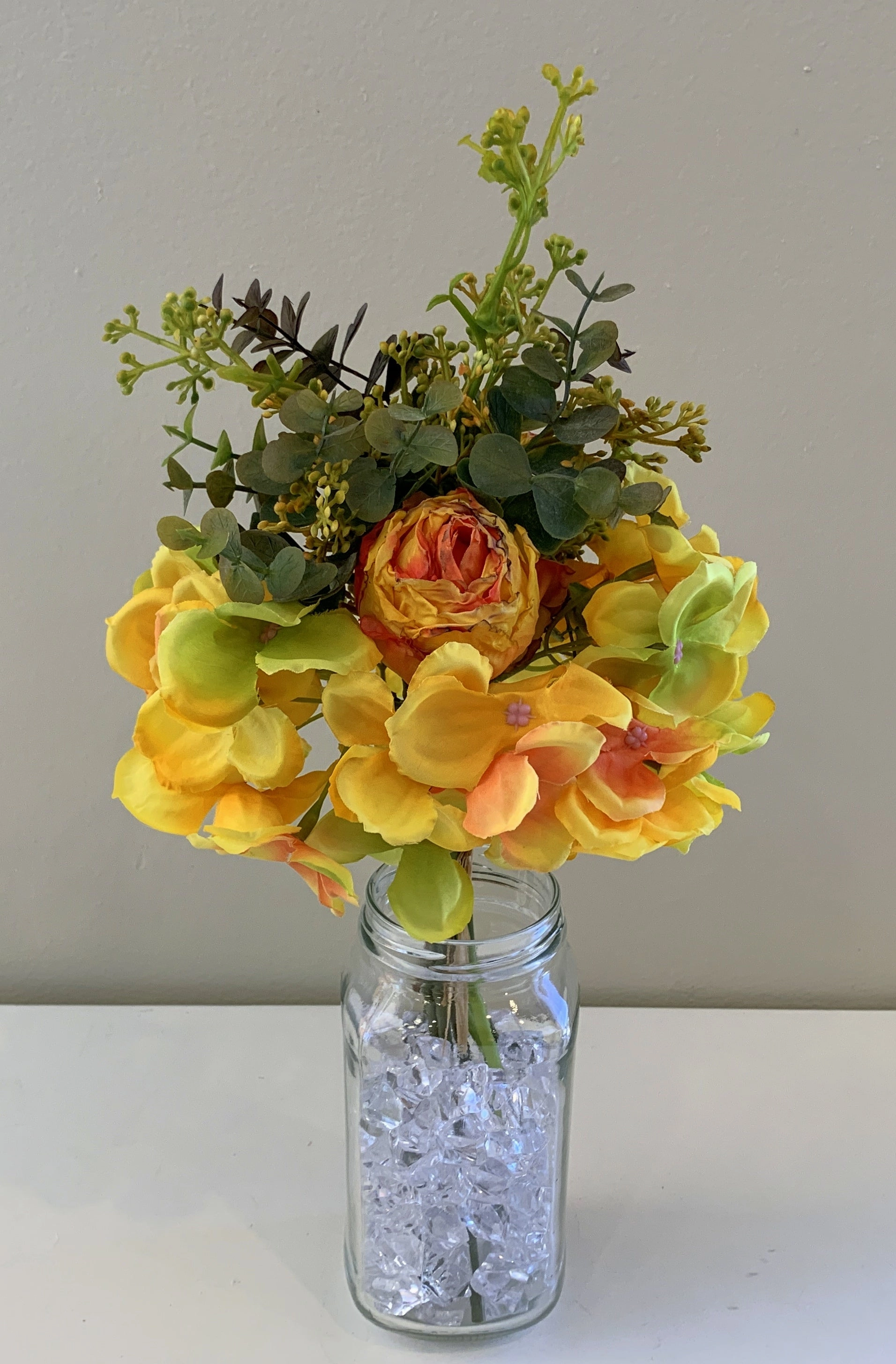 SP0330 Hydrangea & Rose Bouquet 30cm 2 Colours