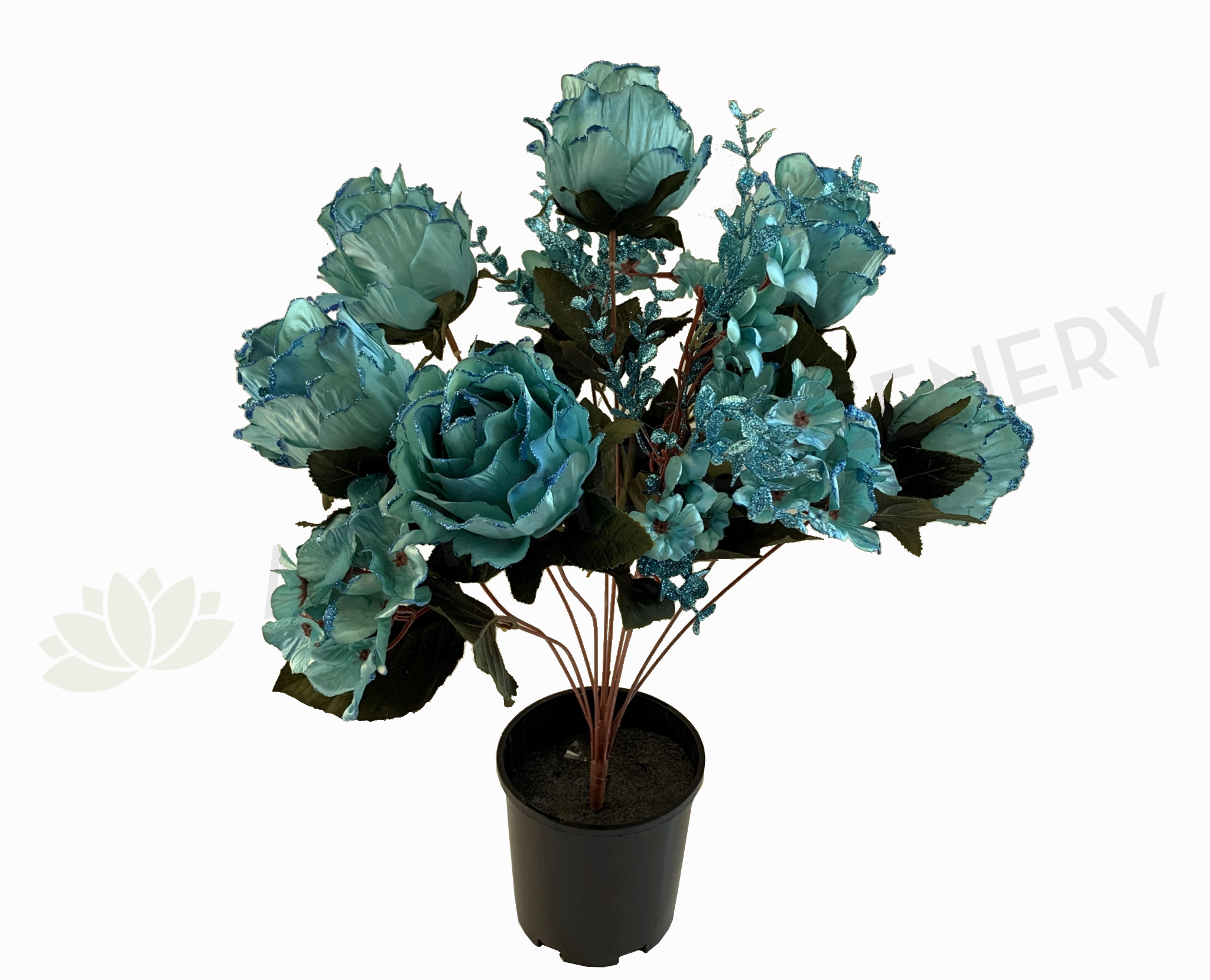 SP0331 Glitter Rose Bunch 55cm Turquoise / Teal indoor houseplants  