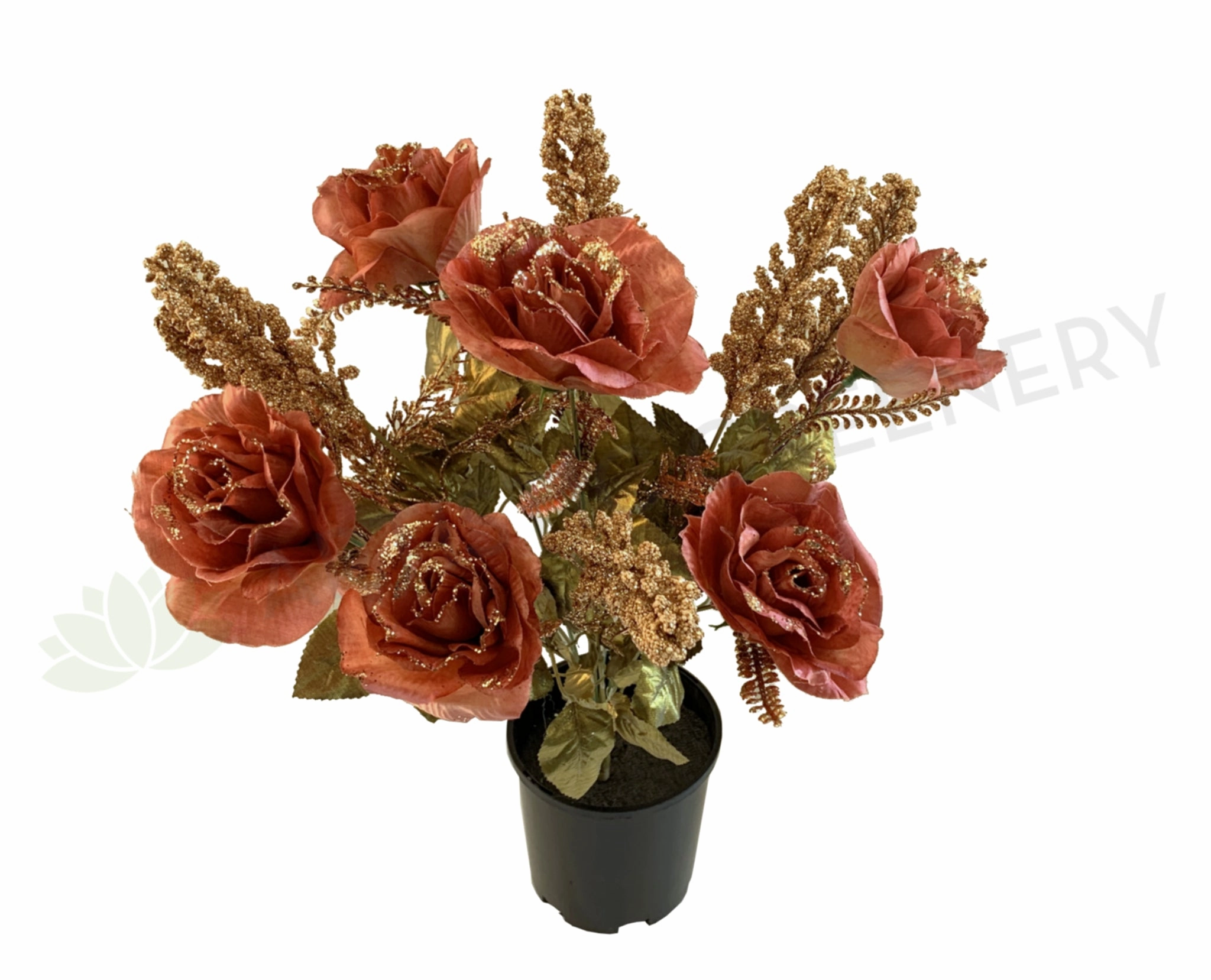SP0332 Glitter Rose Bunch 54cm Light Brown indoor houseplants  