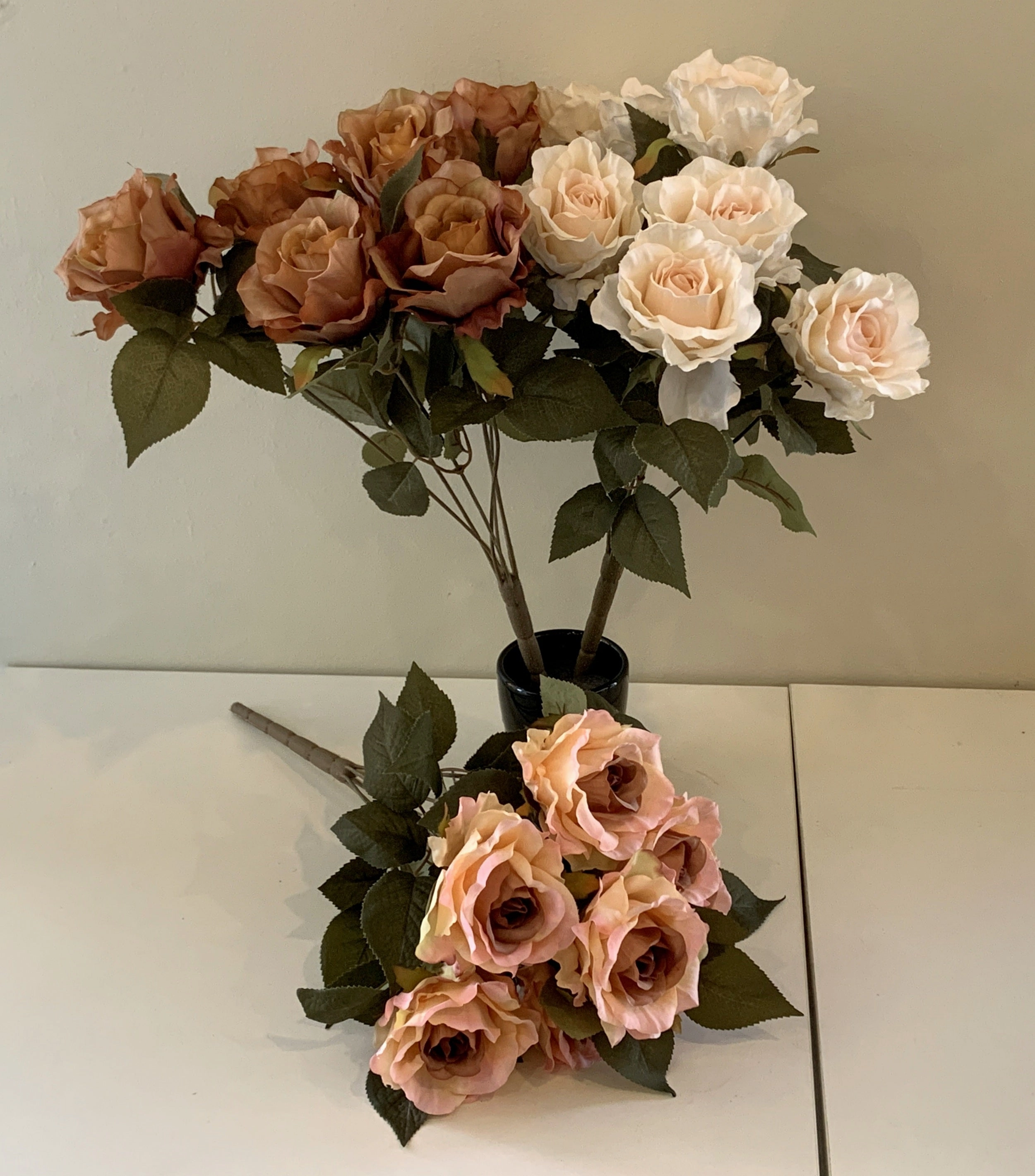 SP0341 Vintage Rose Bunch 43cm 3 Colours