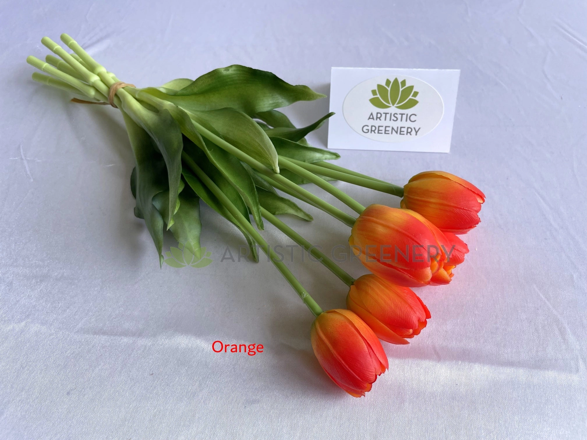 SP0346-2 Tulip Bunch 40cm Orange / Yellow / Purple