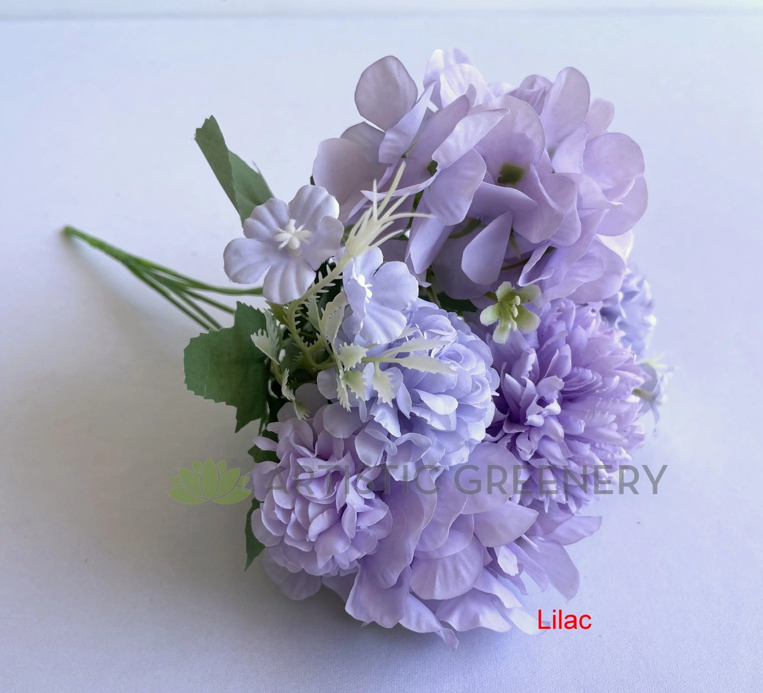 SP0349N Pastel Colour Mixed Flower (Hydrangea & Pom Pom Flowers) Bunch 30cm 4 Colours