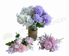 SP0349N Pastel Colour Mixed Flower (Hydrangea & Pom Pom Flowers) Bunch 30cm 4 Colours indoor houseplants  