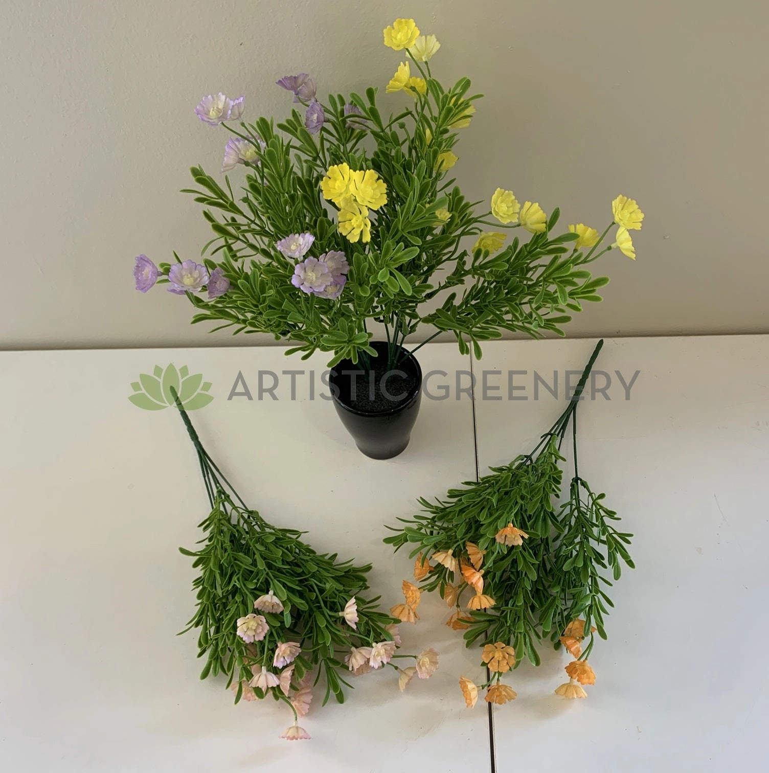 SP0354 Spring Flowers Bunch with Greenery 38cm 4 Colours