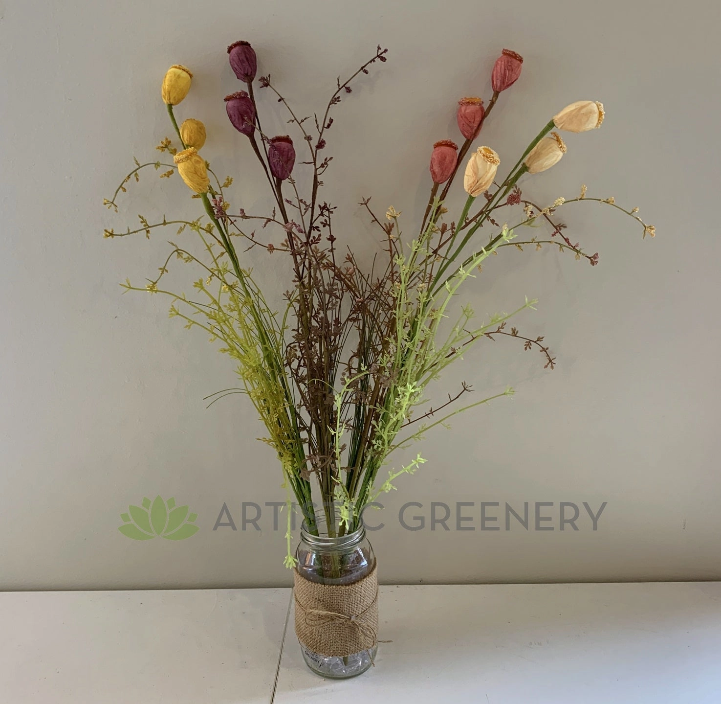 SP0366 Dried-Look Flower - Flower Pods 60cm 4 Colours
