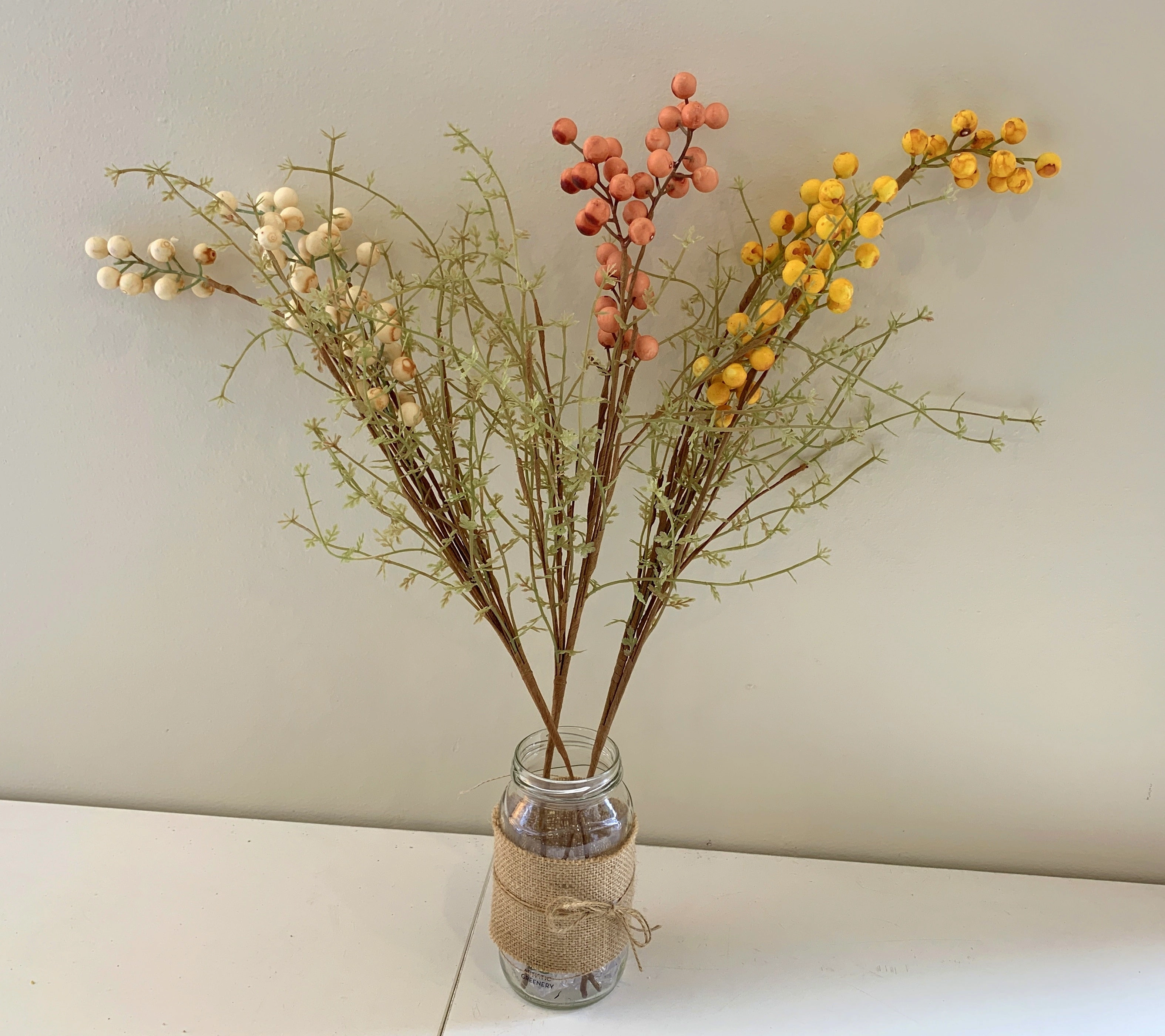 SP0367 Dried-Look  Flower -Berry 60cm 3 Colours