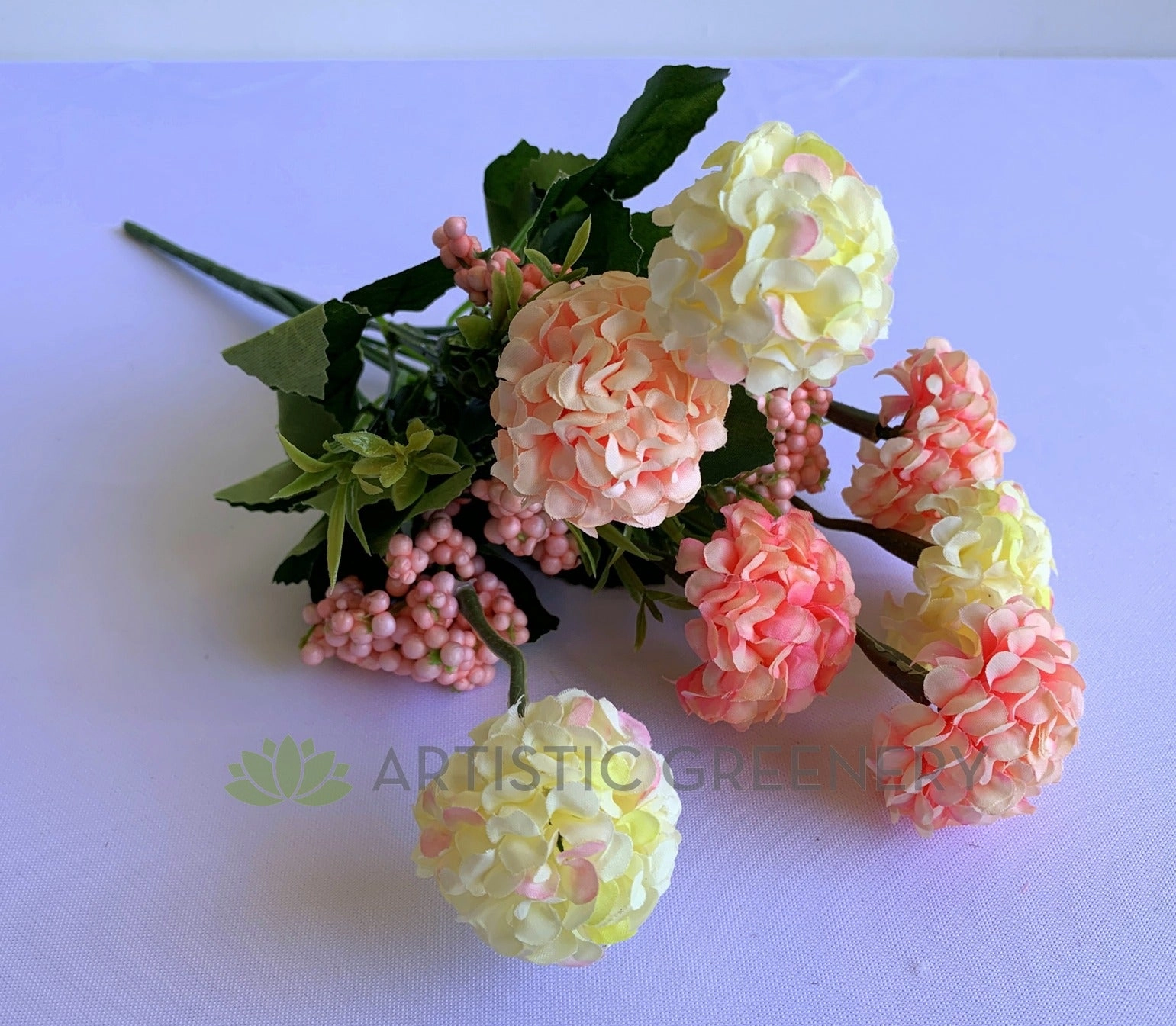 SP0371 Mini Hydrangea Bunch 34cm 2 Colours