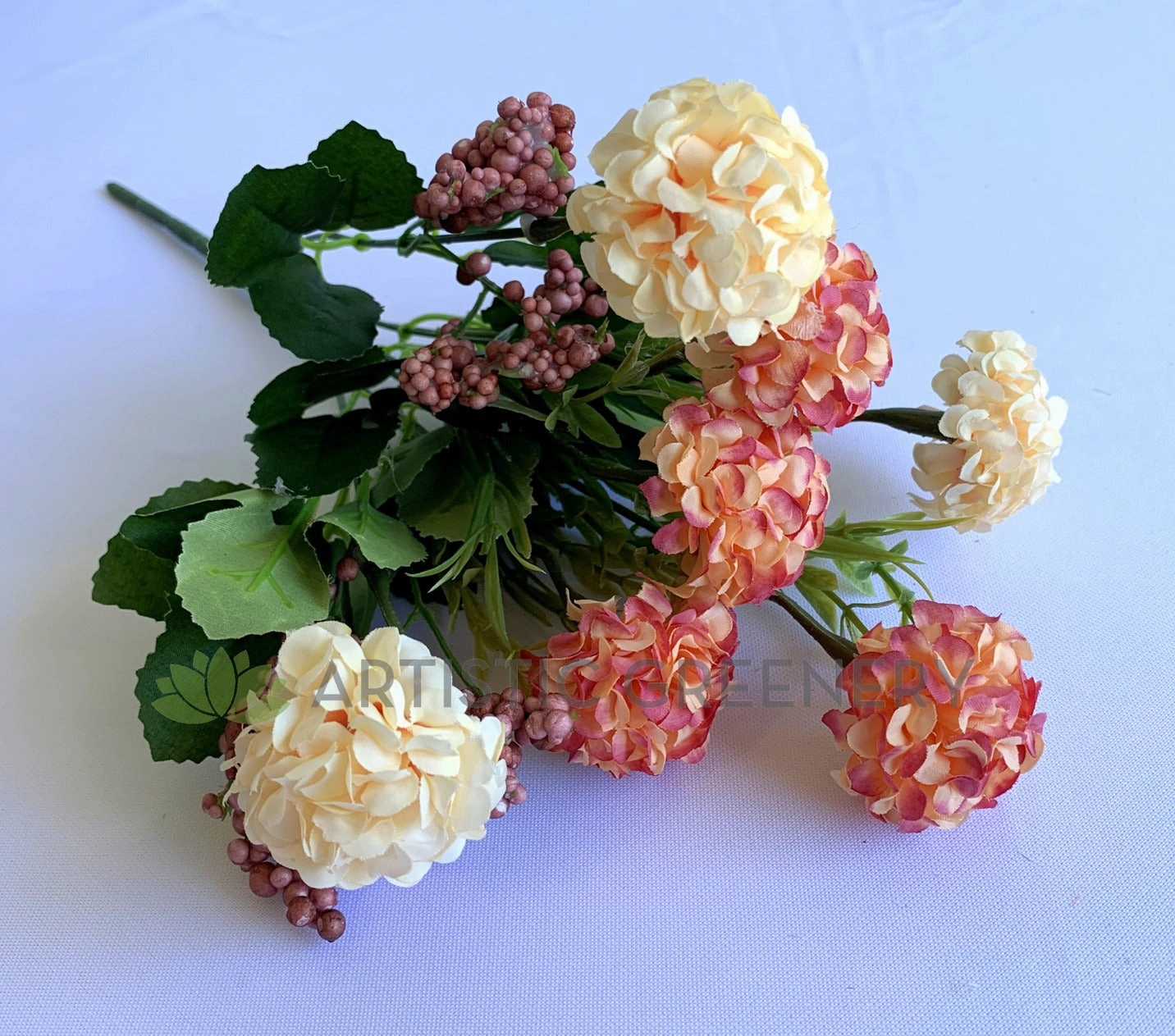 SP0371 Mini Hydrangea Bunch 34cm 2 Colours