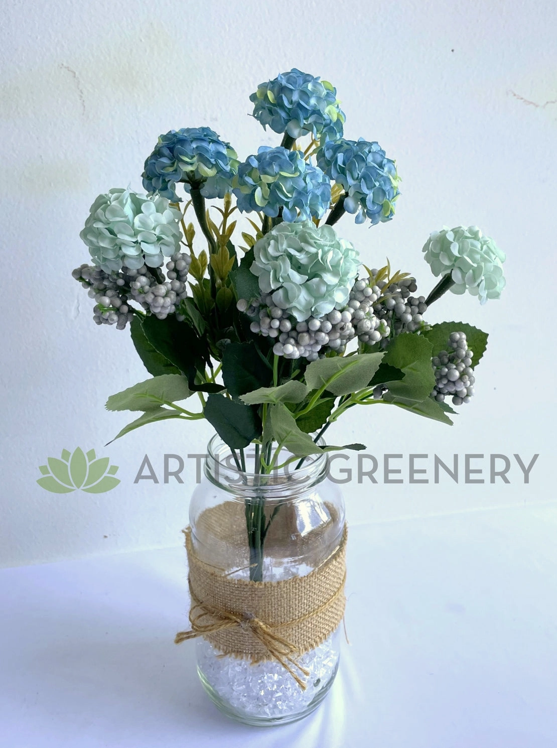 SP0371 Mini Hydrangea Bunch 34cm Blue