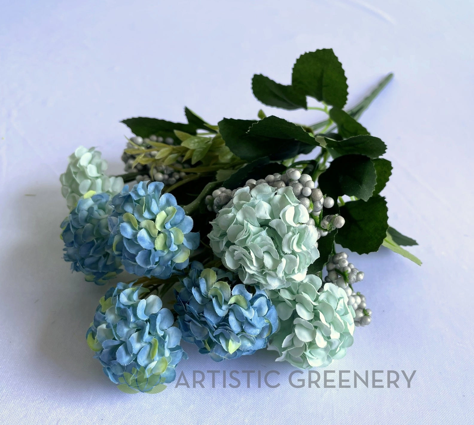 SP0371 Mini Hydrangea Bunch 34cm Blue