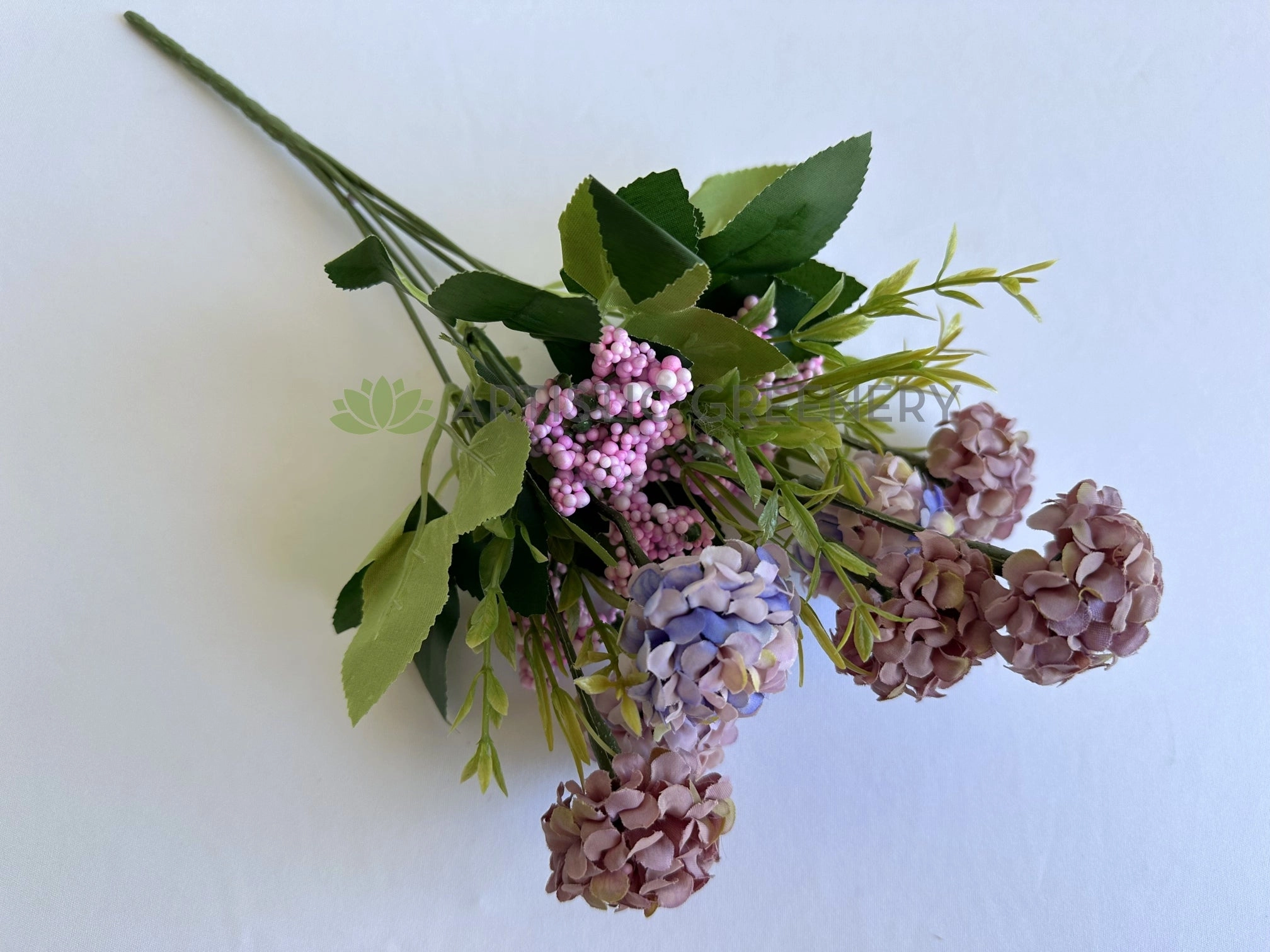 SP0371 Mini Hydrangea Bunch 34cm Mauve