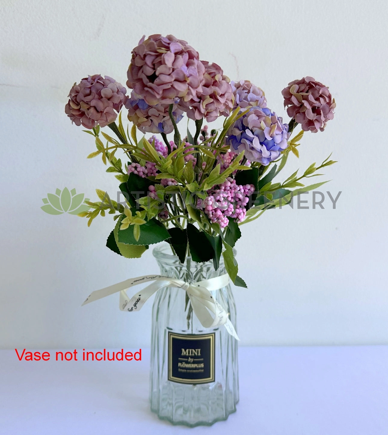 SP0371 Mini Hydrangea Bunch 34cm Mauve