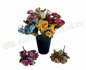 SP0372 Mini Rose with Hydrangea Bunch 30cm 7 Colours xl flower pot  
