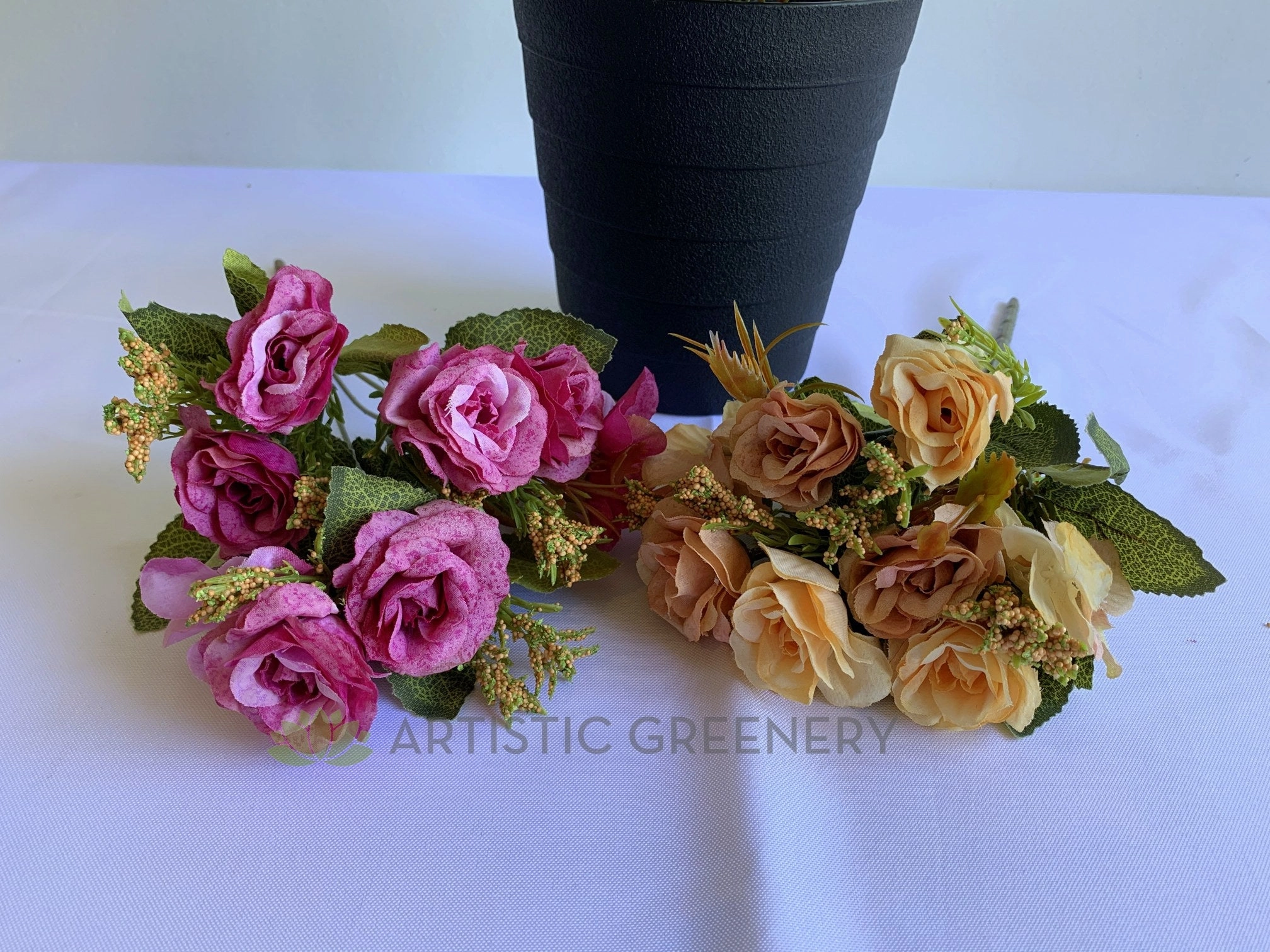 SP0372 Mini Rose with Hydrangea Bunch 30cm 7 Colours