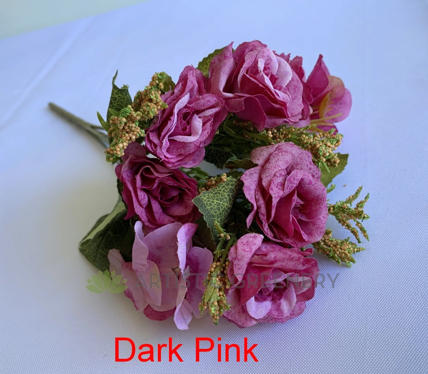 SP0372 Mini Rose with Hydrangea Bunch 30cm 7 Colours