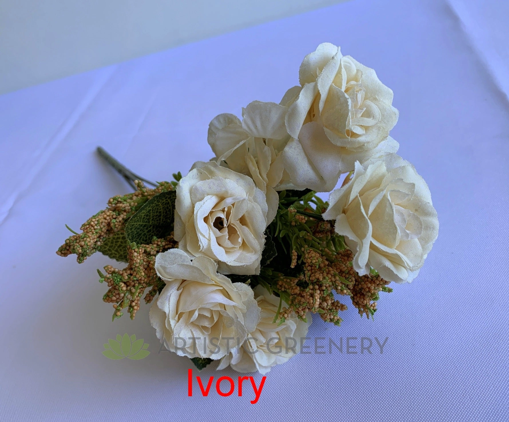 SP0372 Mini Rose with Hydrangea Bunch 30cm 7 Colours
