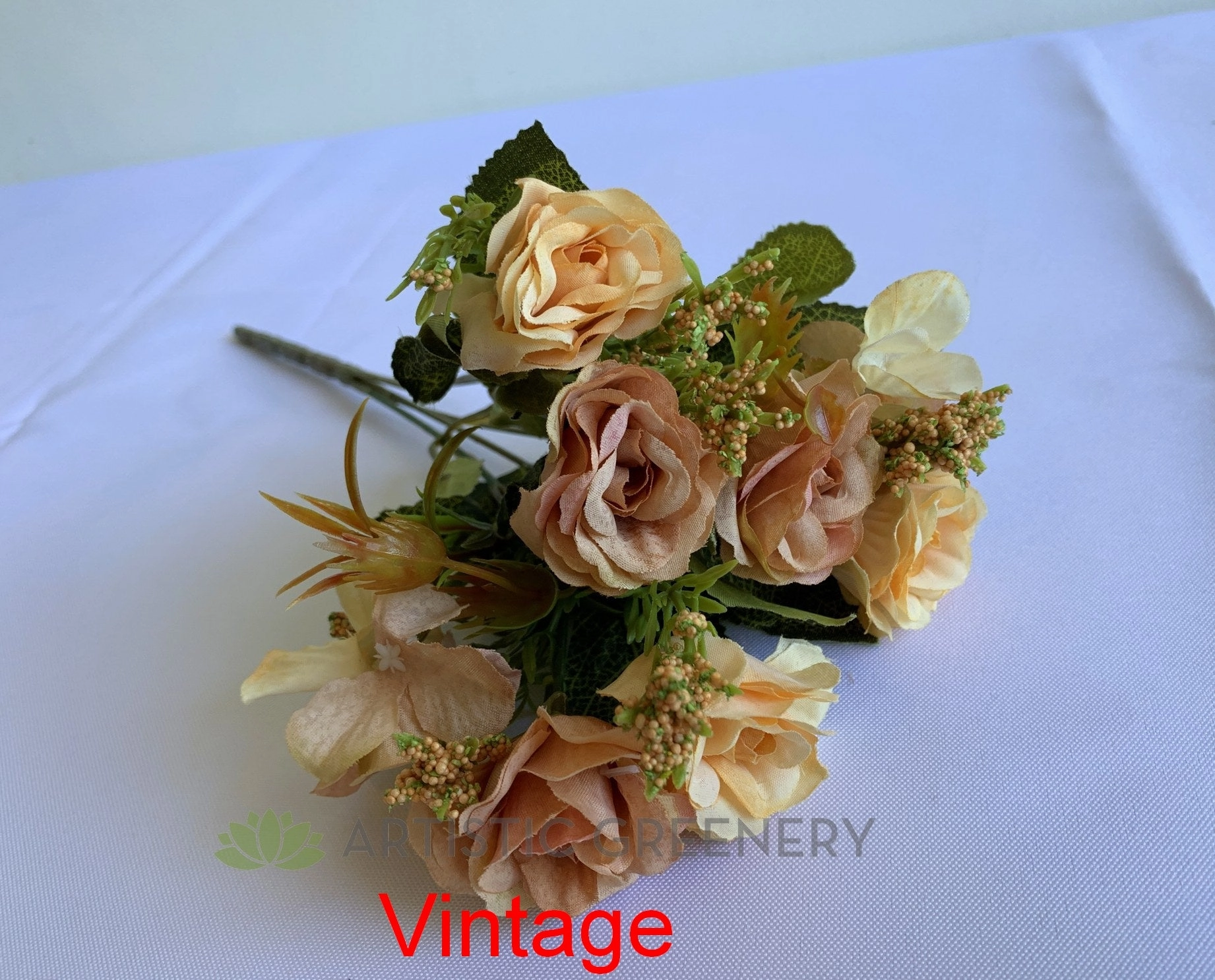 SP0372 Mini Rose with Hydrangea Bunch 30cm 7 Colours