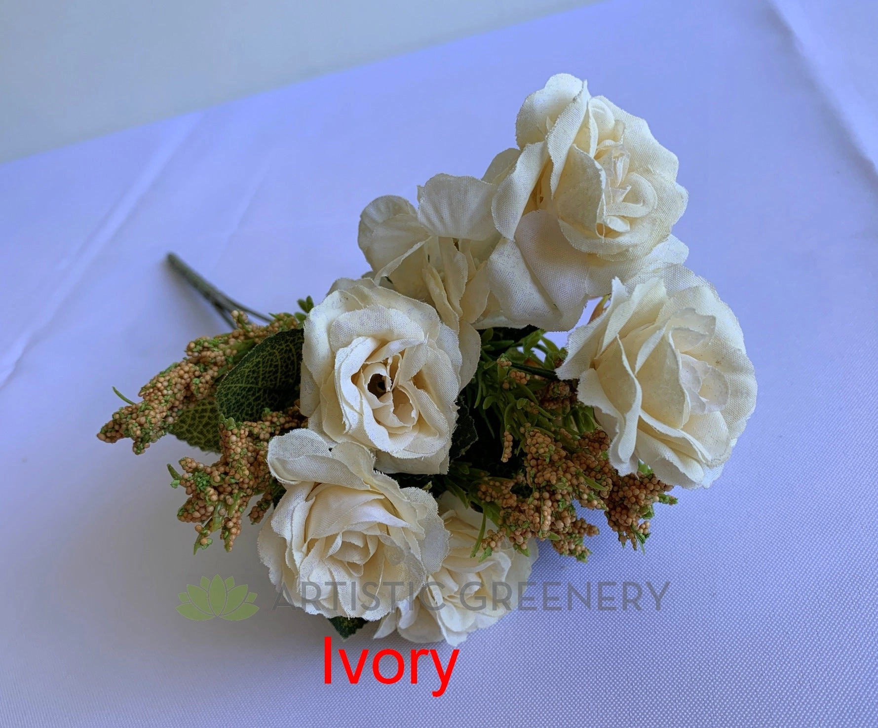 SP0372 Mini Rose with Hydrangea Bunch 30cm 7 Colours