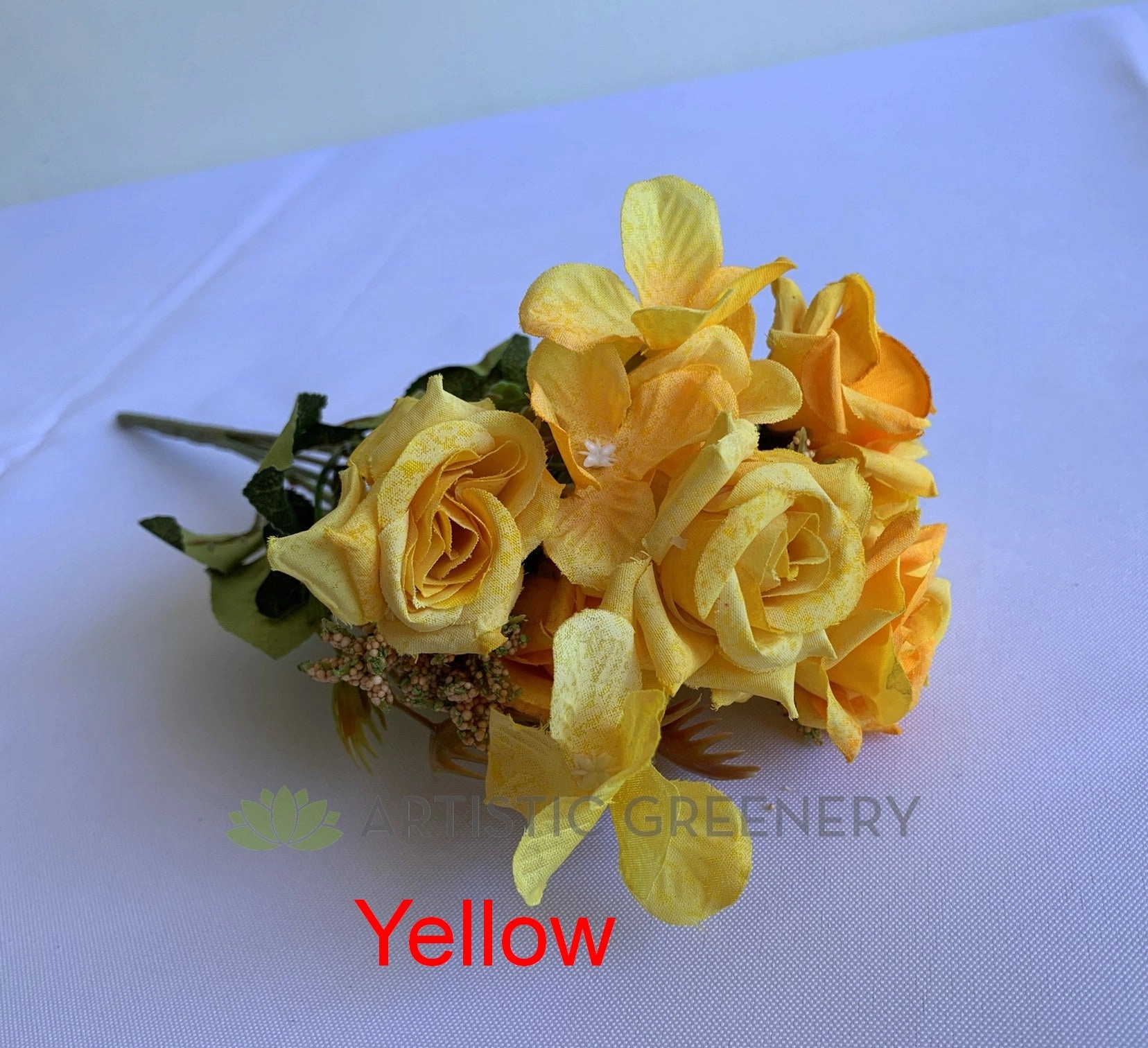 SP0372 Mini Rose with Hydrangea Bunch 30cm 7 Colours
