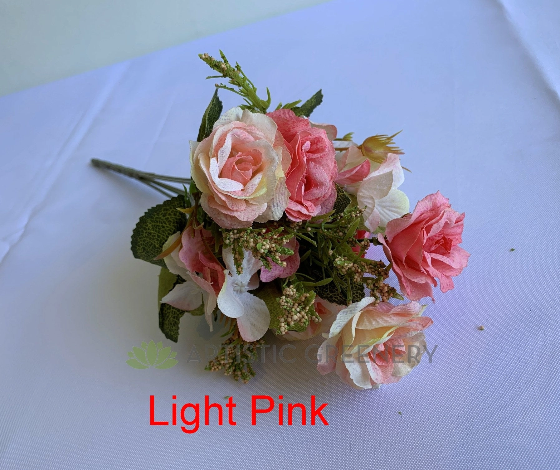 SP0372 Mini Rose with Hydrangea Bunch 30cm 7 Colours