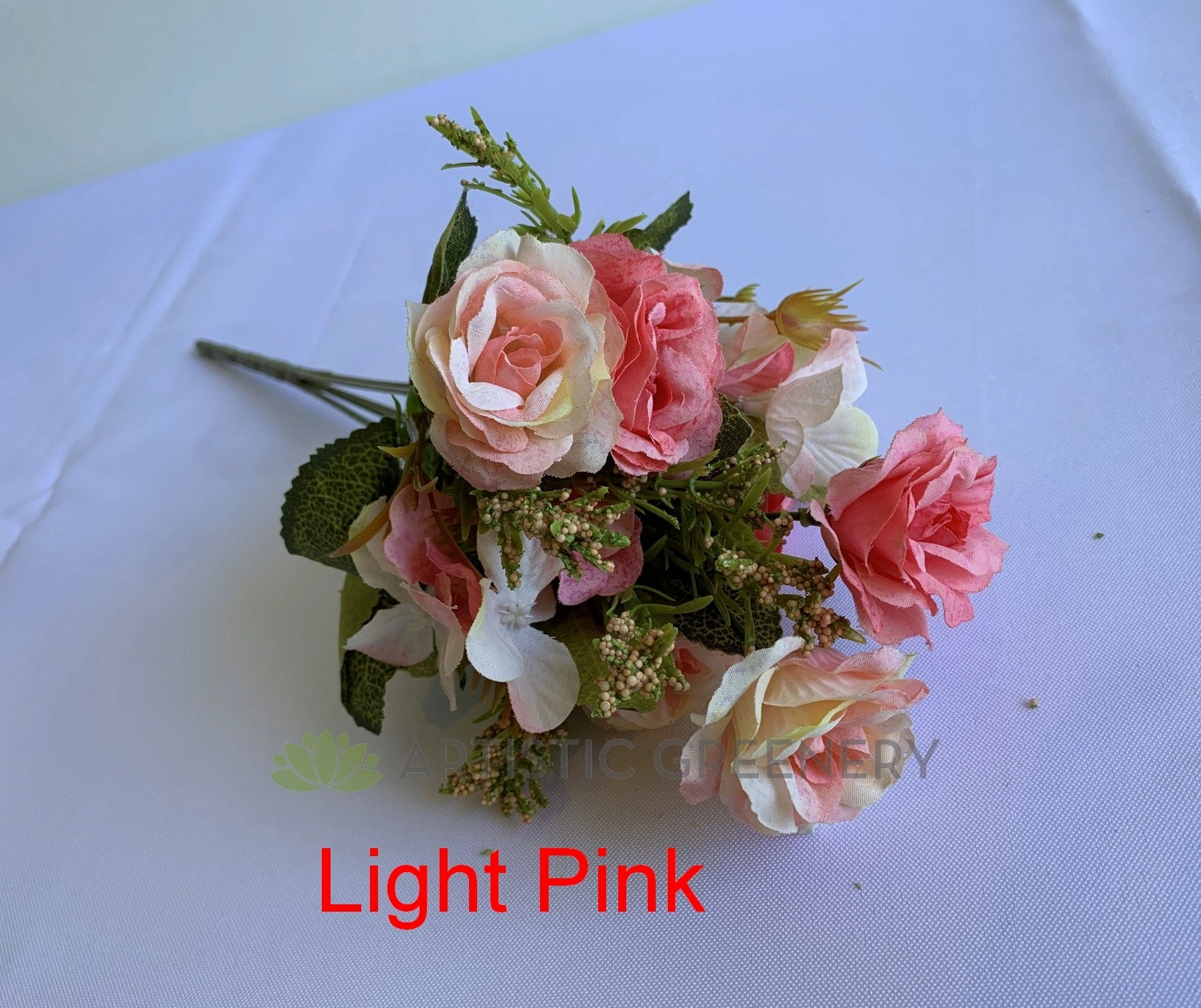 SP0372 Mini Rose with Hydrangea Bunch 30cm 7 Colours