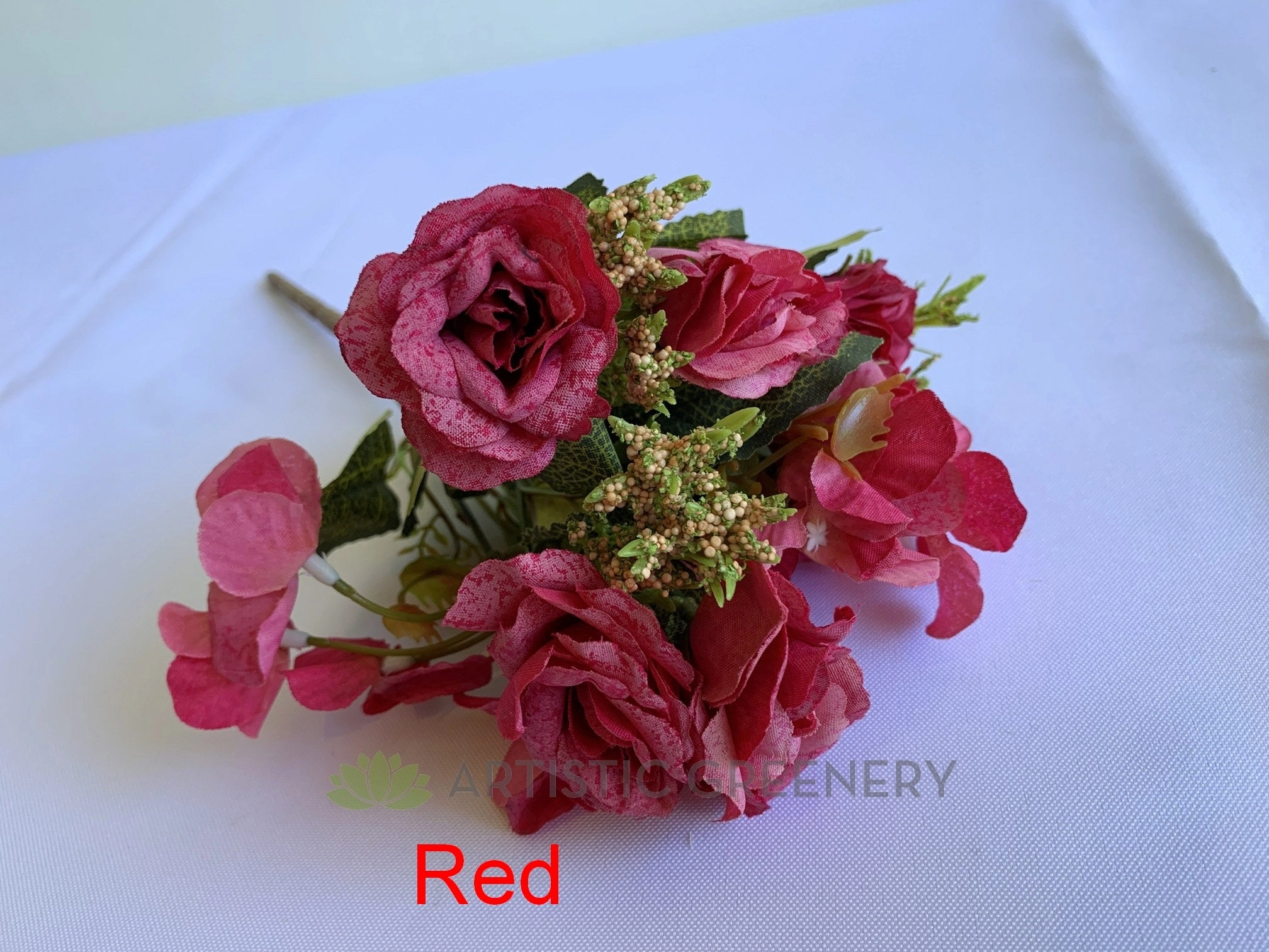 SP0372 Mini Rose with Hydrangea Bunch 30cm 7 Colours