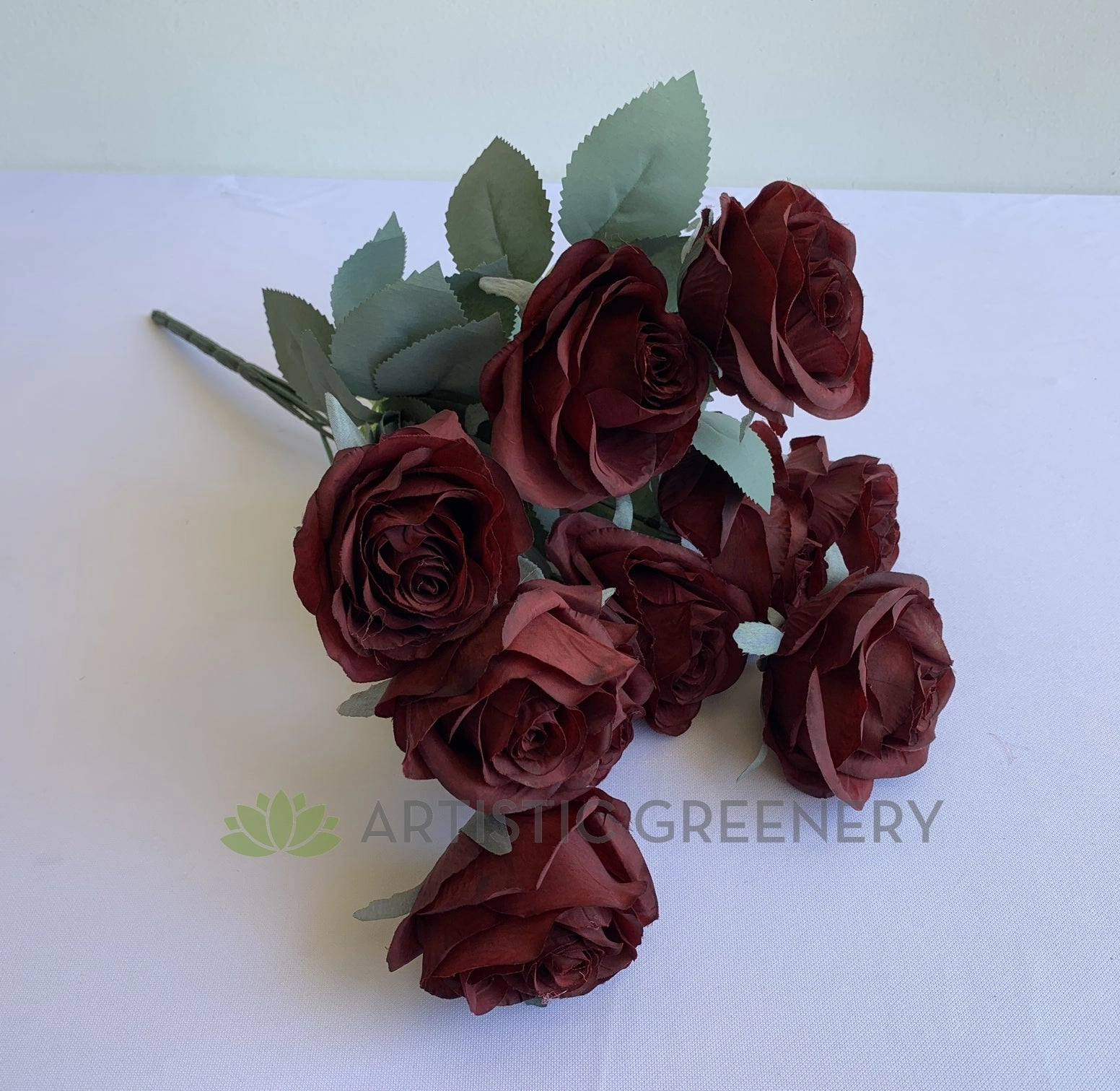 SP0375 Rustic Rose Bunch 45cm Burgundy / Mocha / Pink / Rustic Orange / Brown