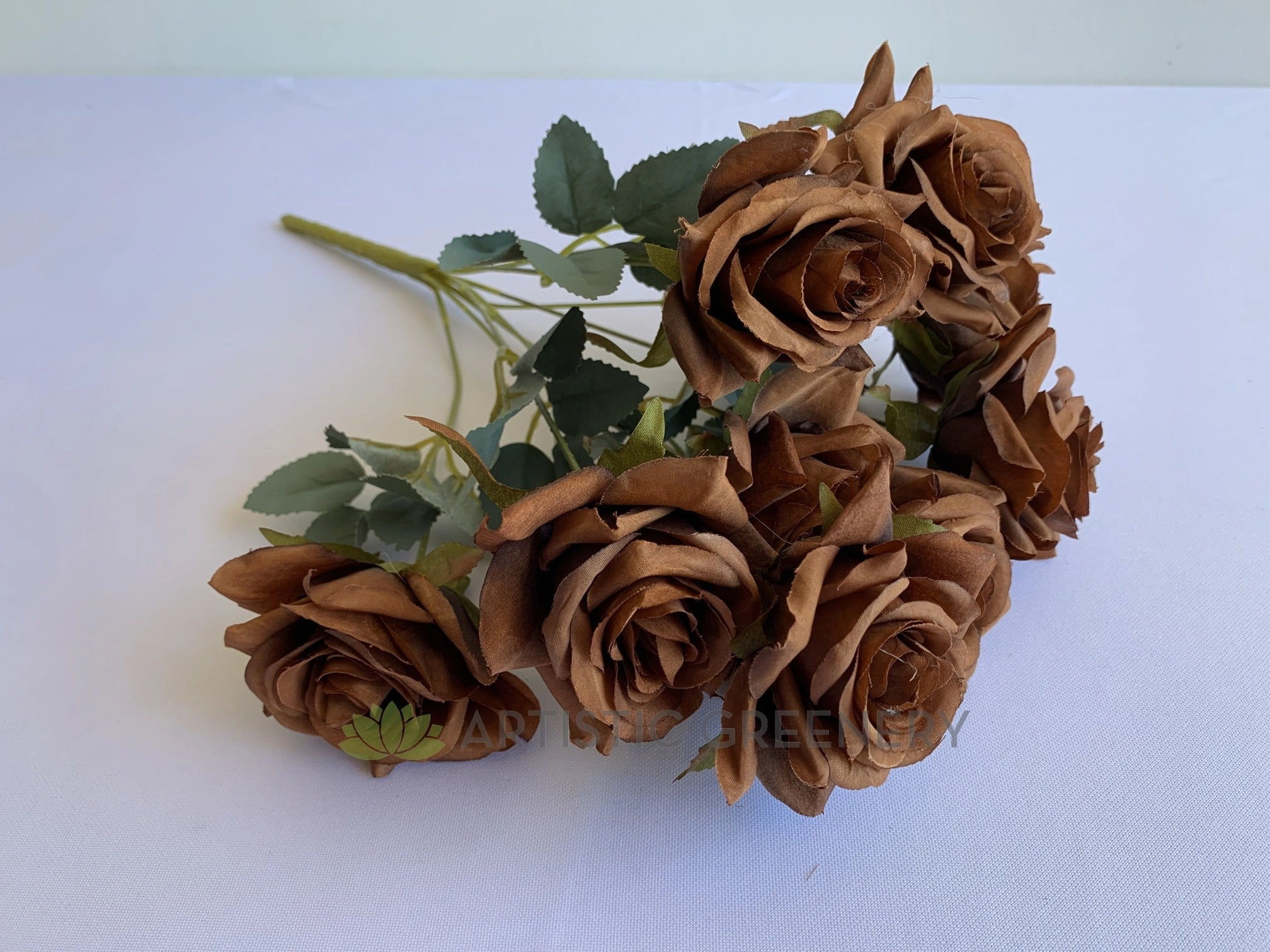 SP0375 Rustic Rose Bunch 45cm Burgundy / Mocha / Pink / Rustic Orange / Brown